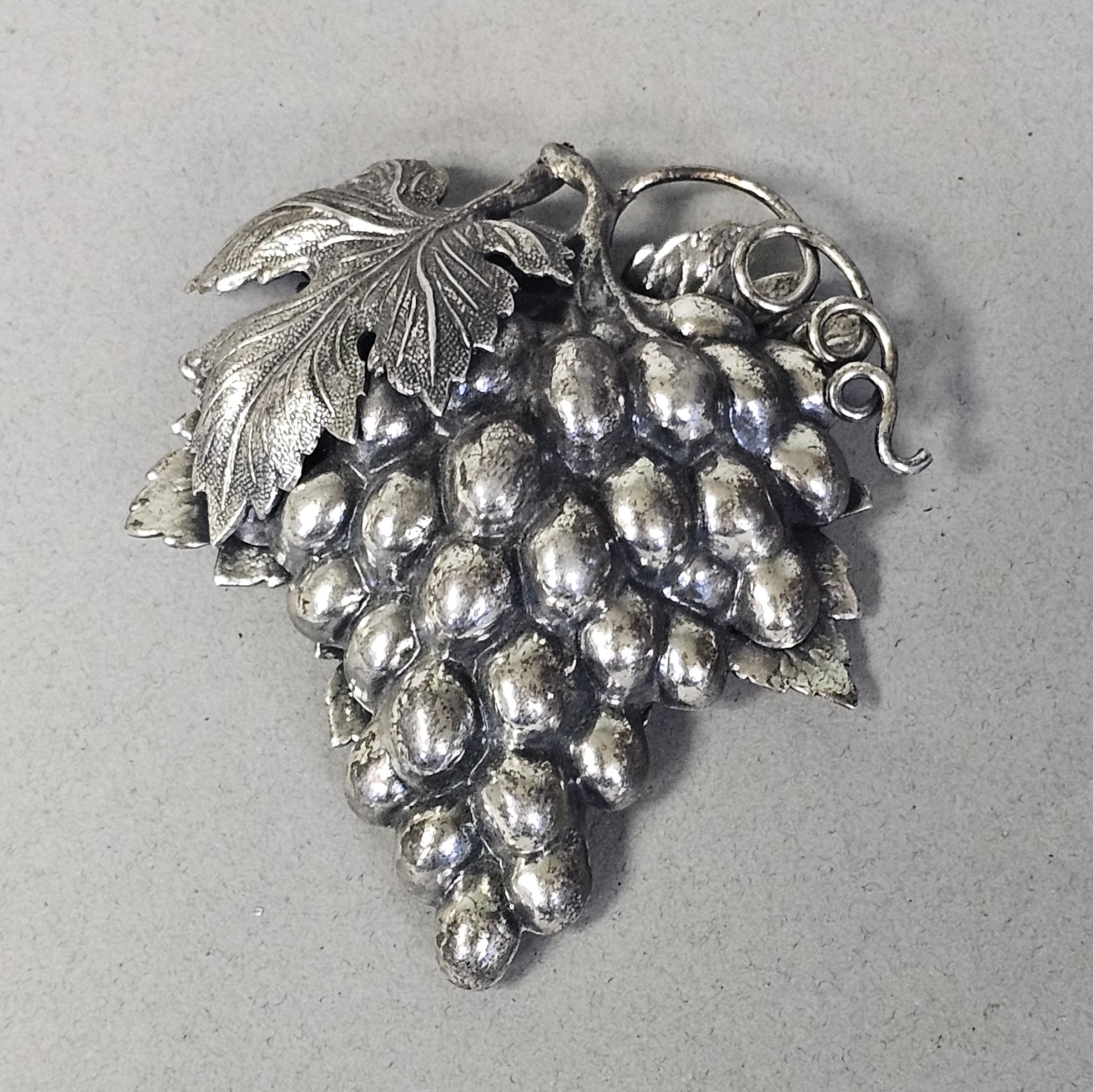 Vintage Napier Silver PLated Grape Cluster Brooch