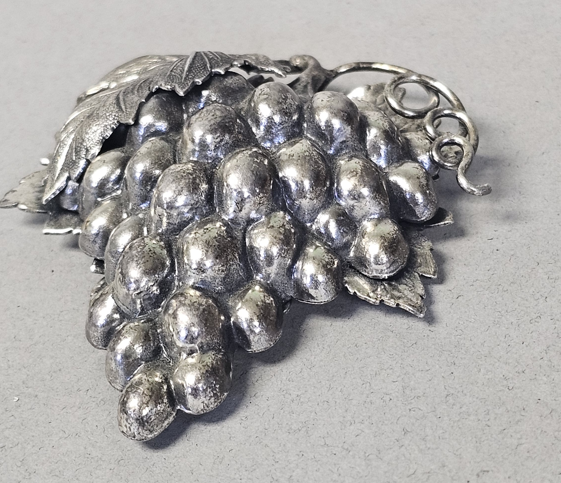 Vintage Napier Silver PLated Grape Cluster Brooch