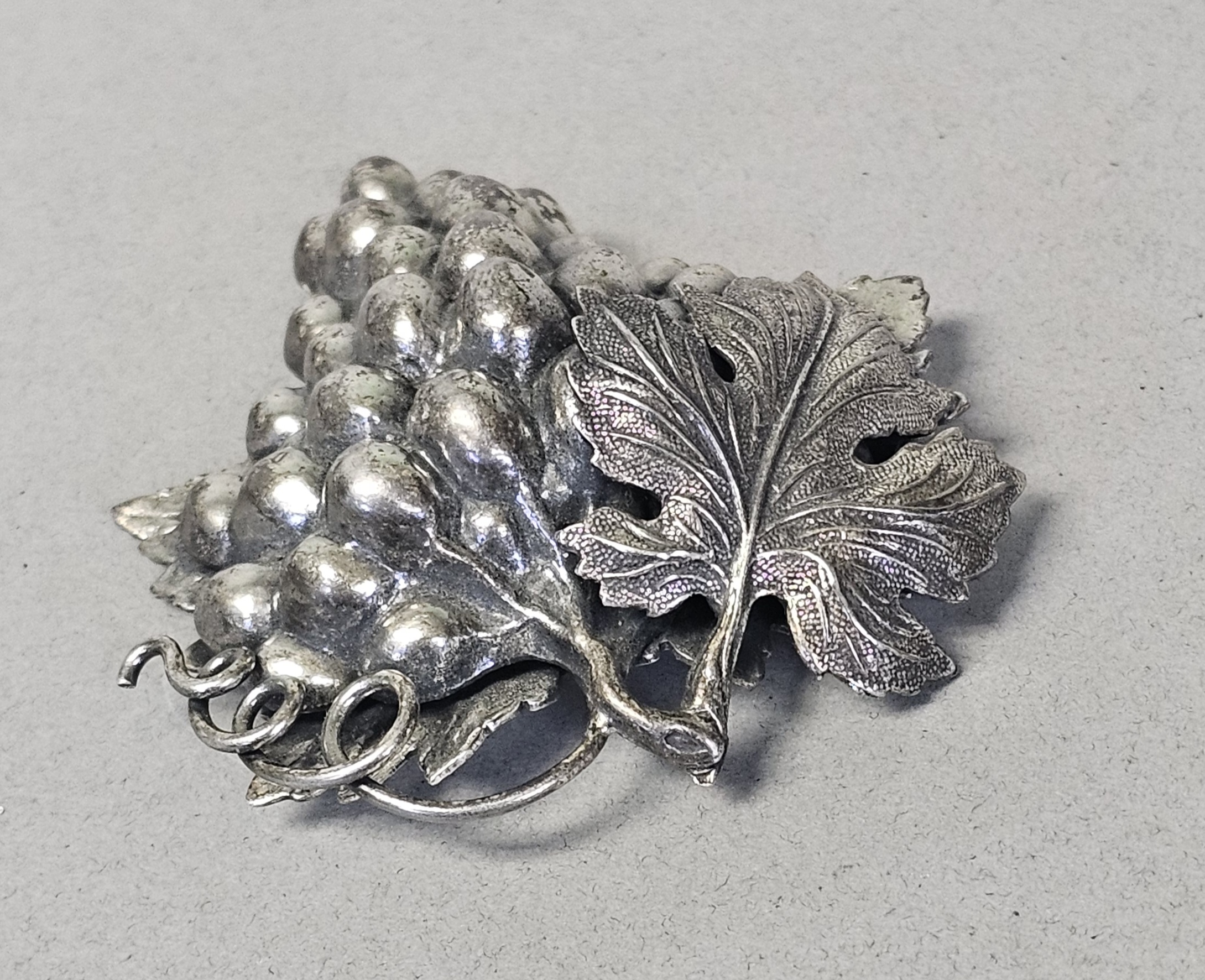 Vintage Napier Silver PLated Grape Cluster Brooch