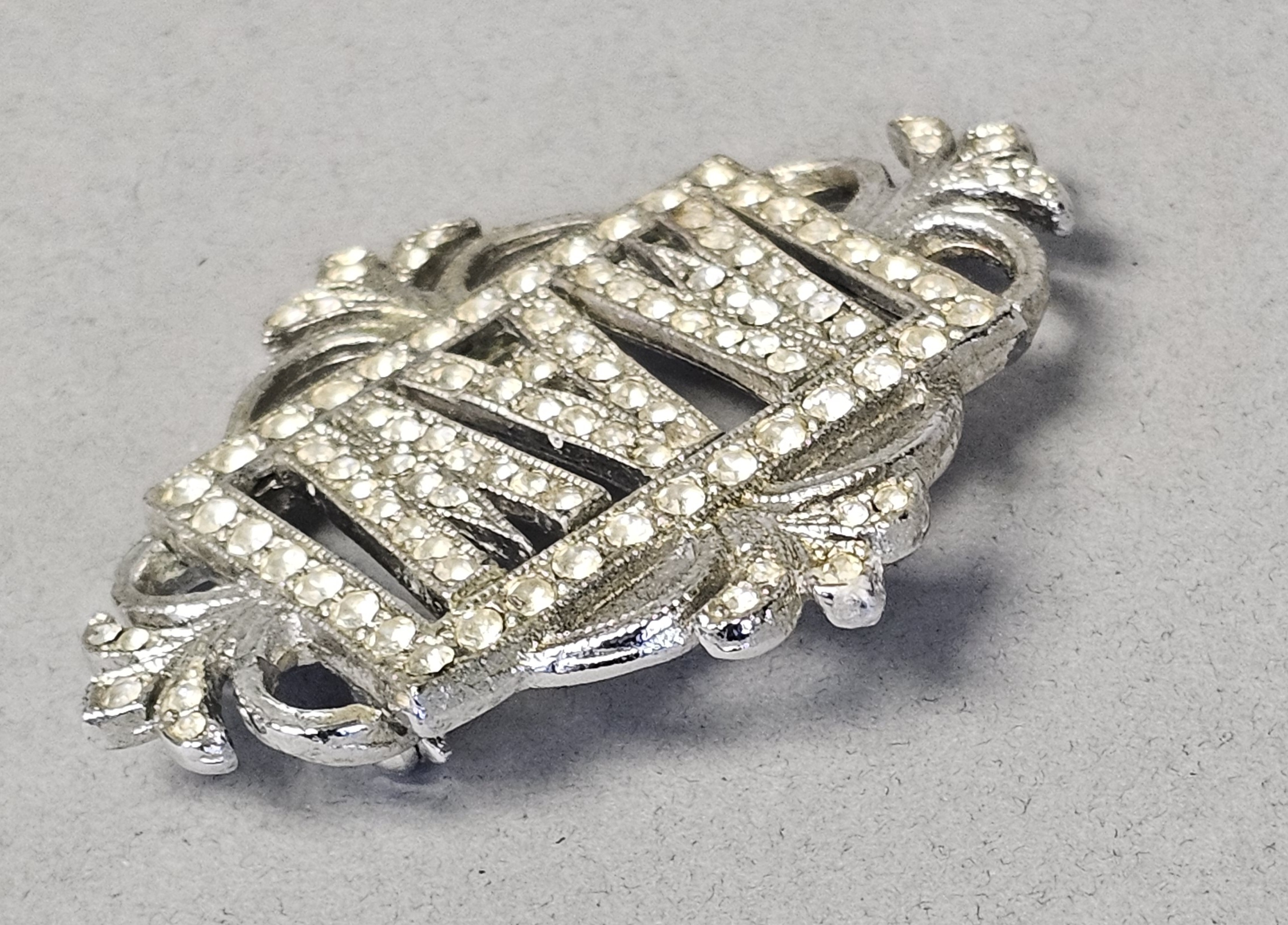 Vintage Ora Rhinestone Monogram MAW Brooch