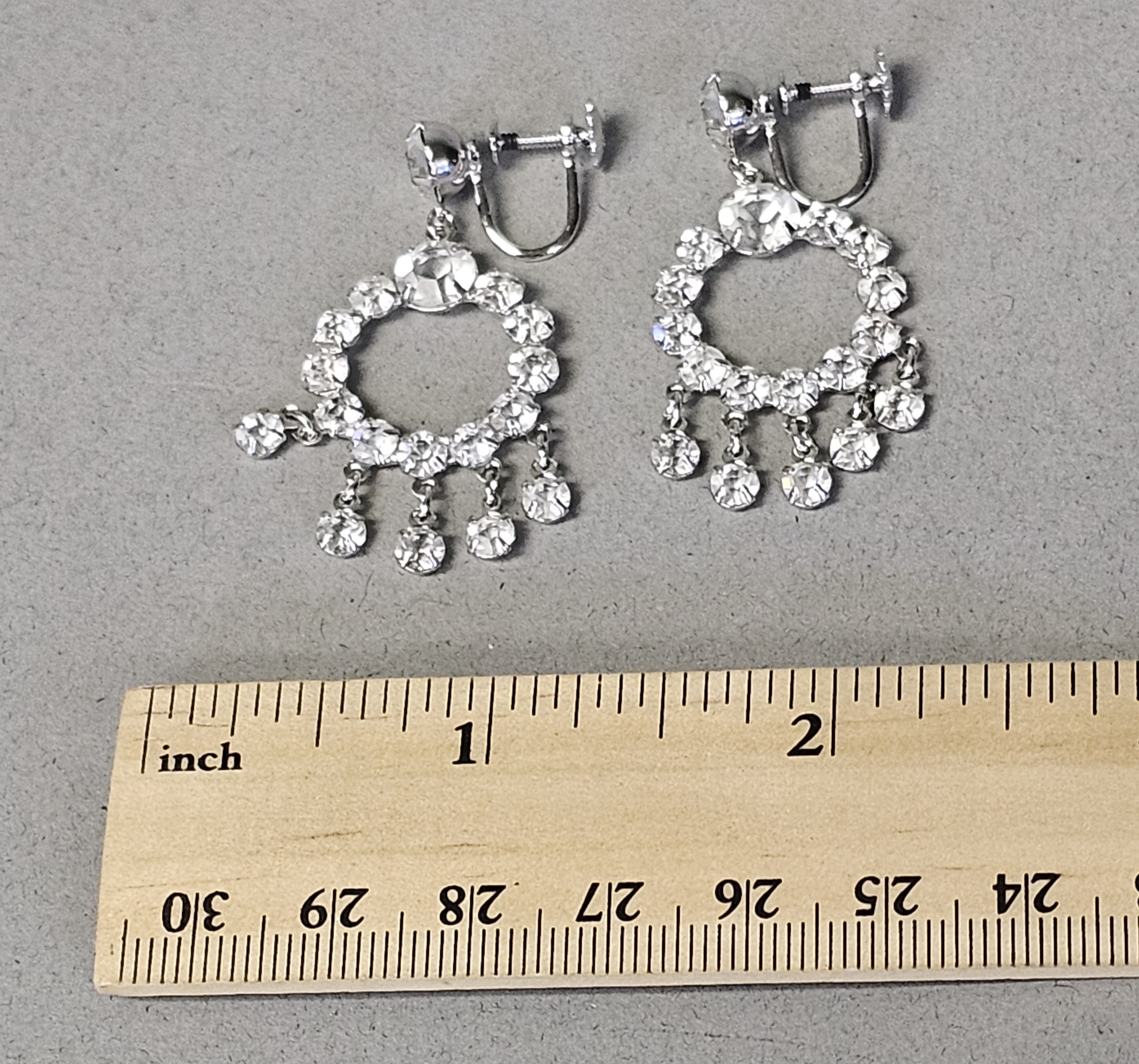Sterling Clear Rhinestone Necklace & Earrings 9.5 Grams