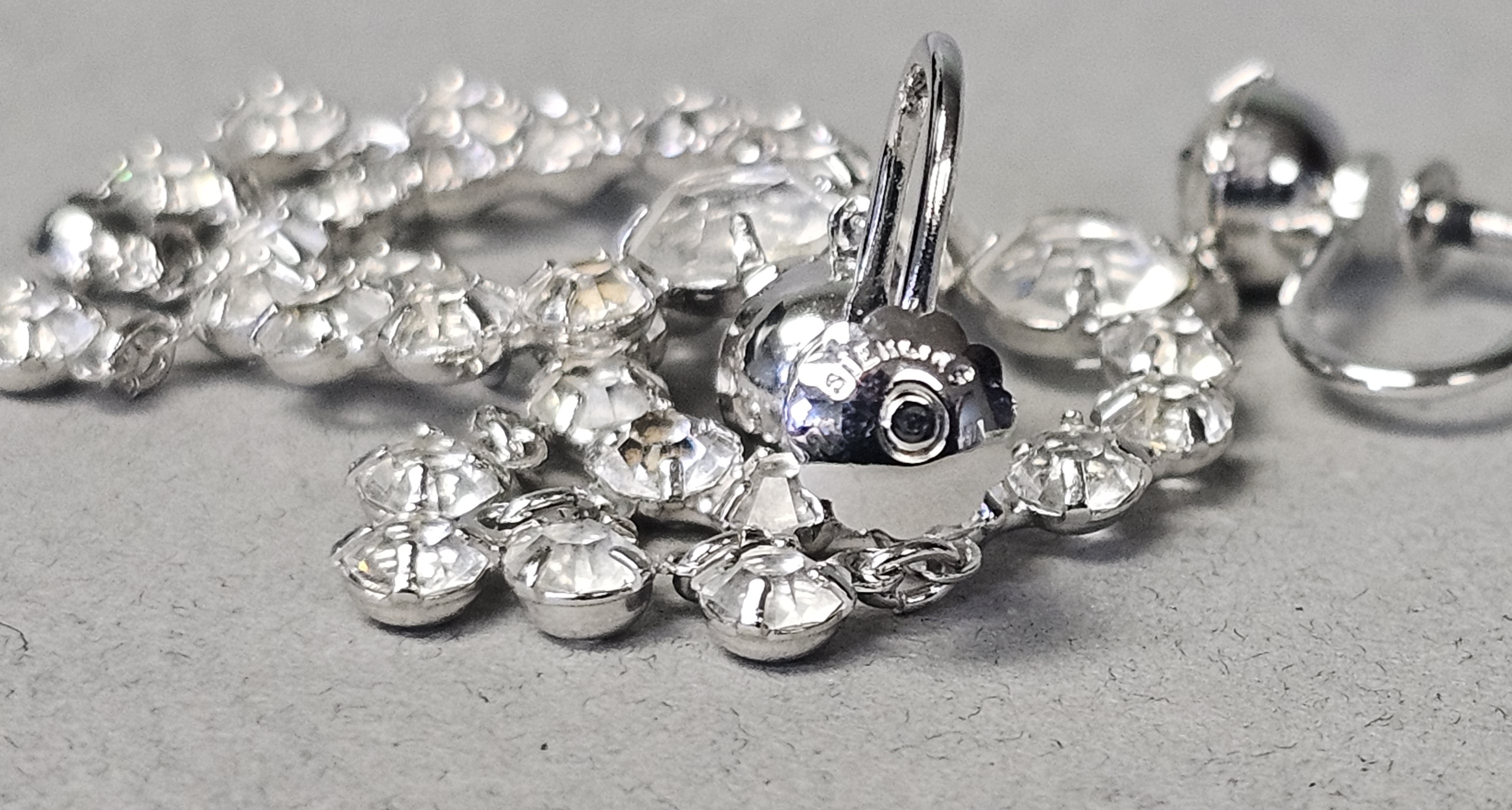 Sterling Clear Rhinestone Necklace & Earrings 9.5 Grams