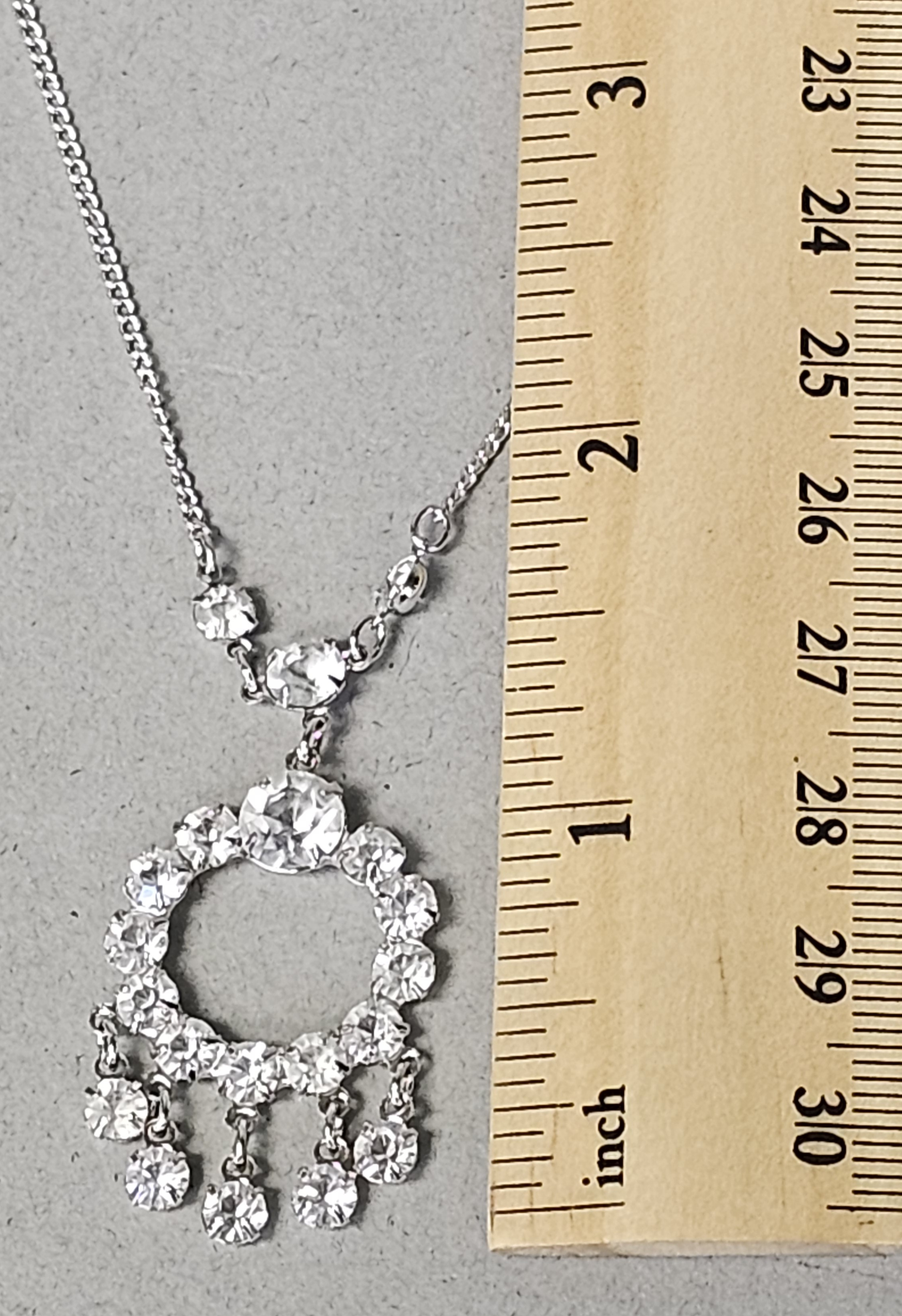 Sterling Clear Rhinestone Necklace & Earrings 9.5 Grams