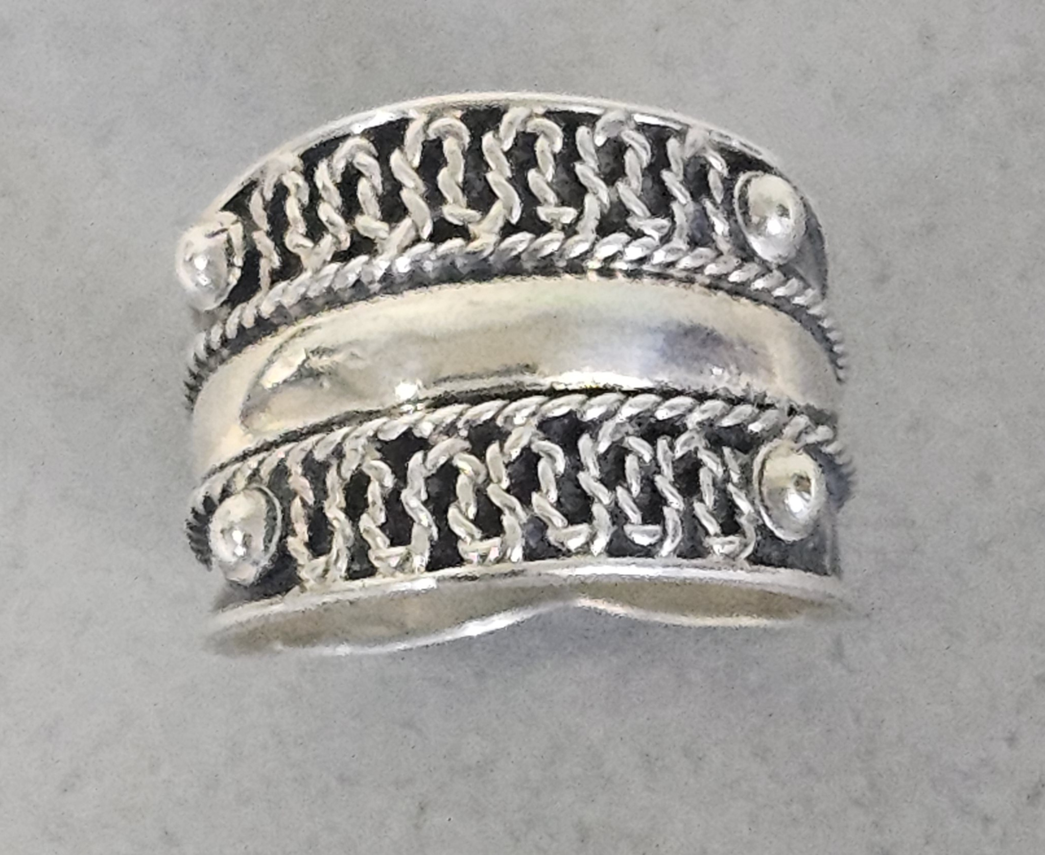 Mexican Sterling Textured Band Ring 2.4 Grams