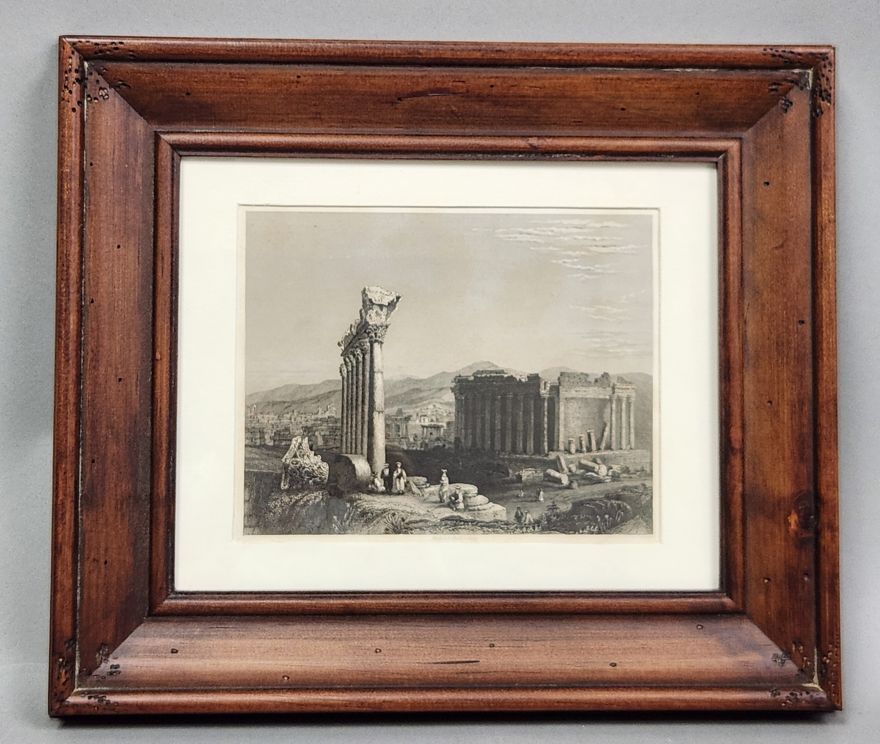 19th-Century Steel Engraving Ruins of Baalbek