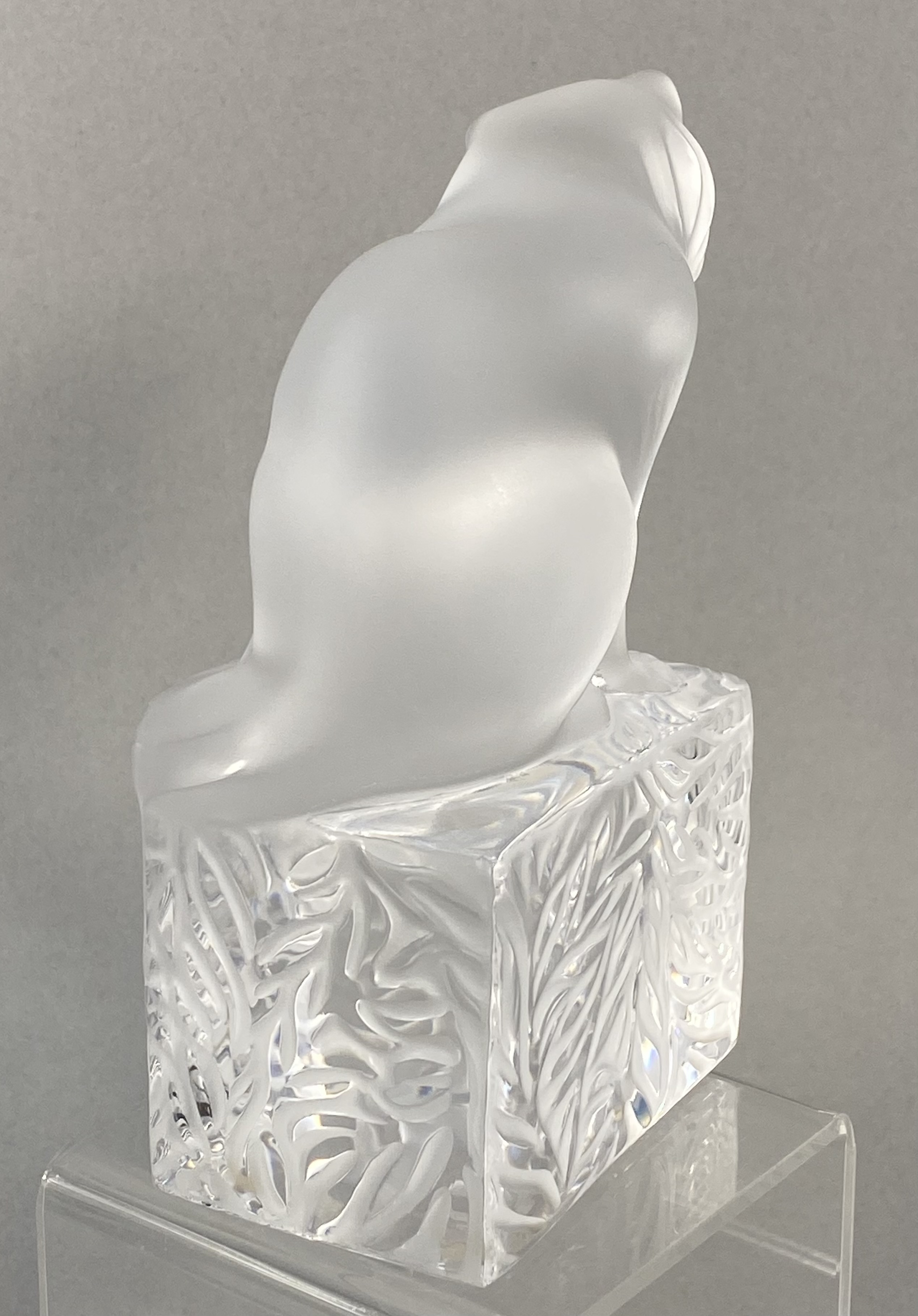 Lalique Frosted & Clear Crystal Cat Figurine