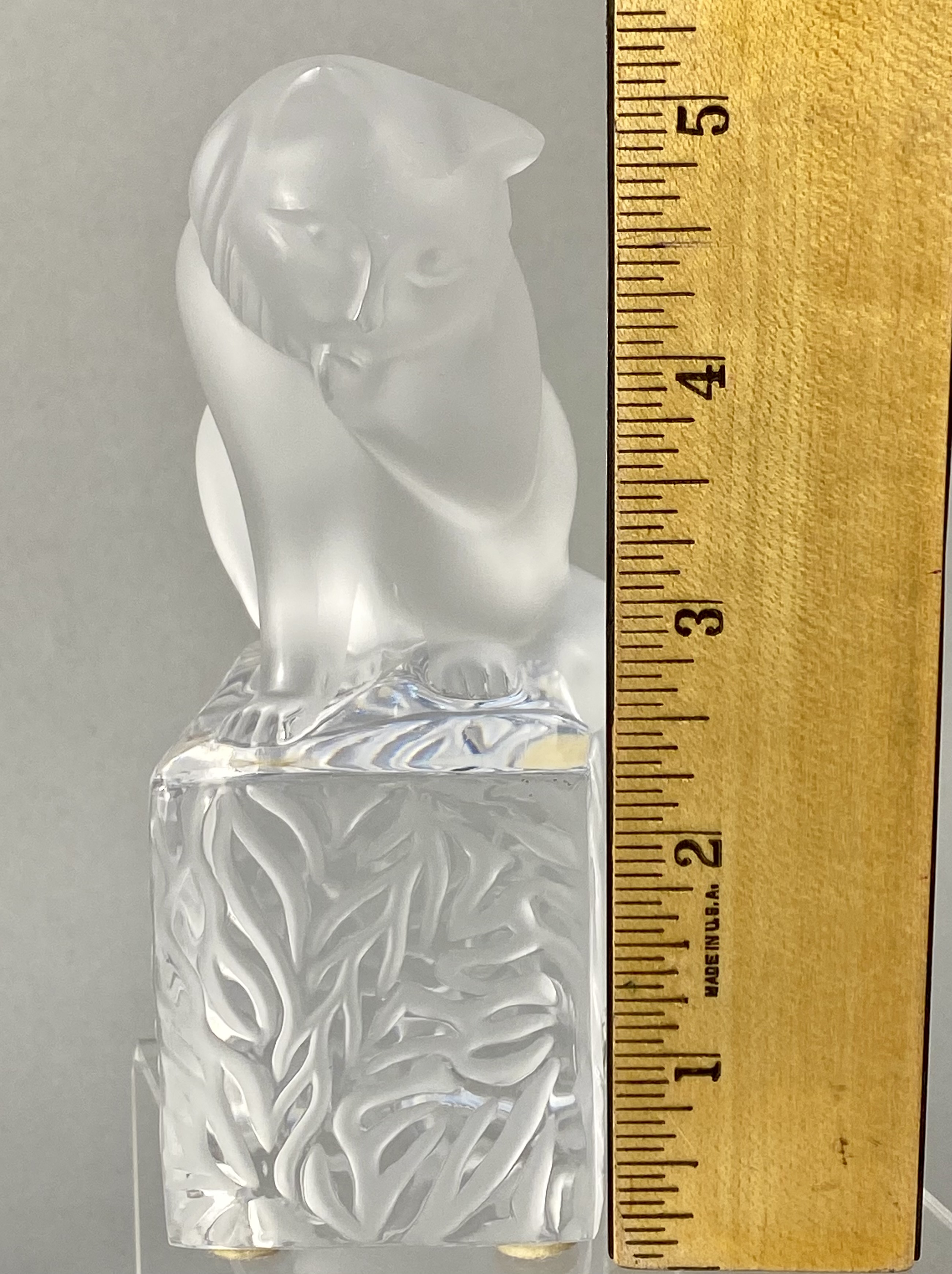 Lalique Frosted & Clear Crystal Cat Figurine