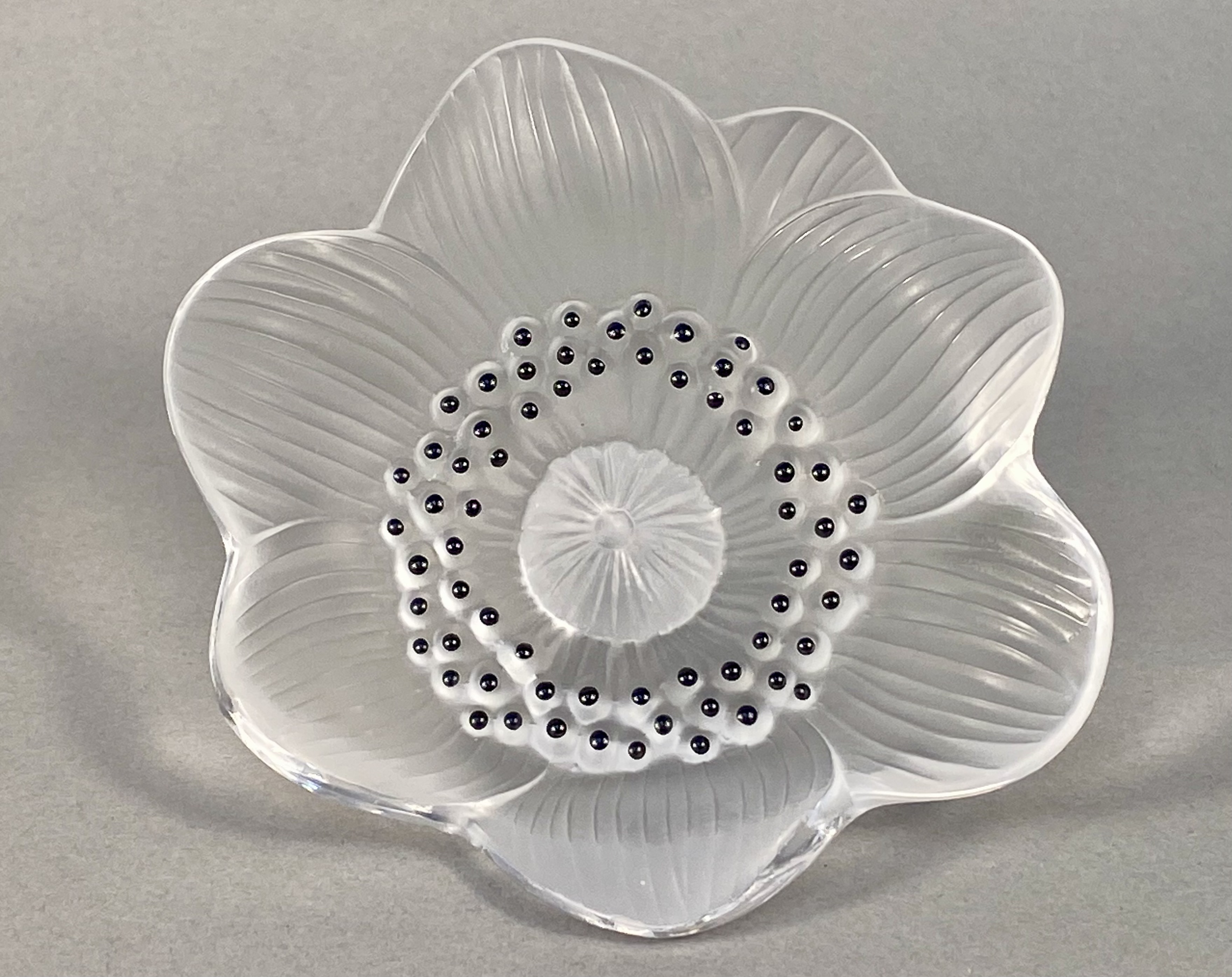 Lalique France Frosted Crystal Anemone Flower