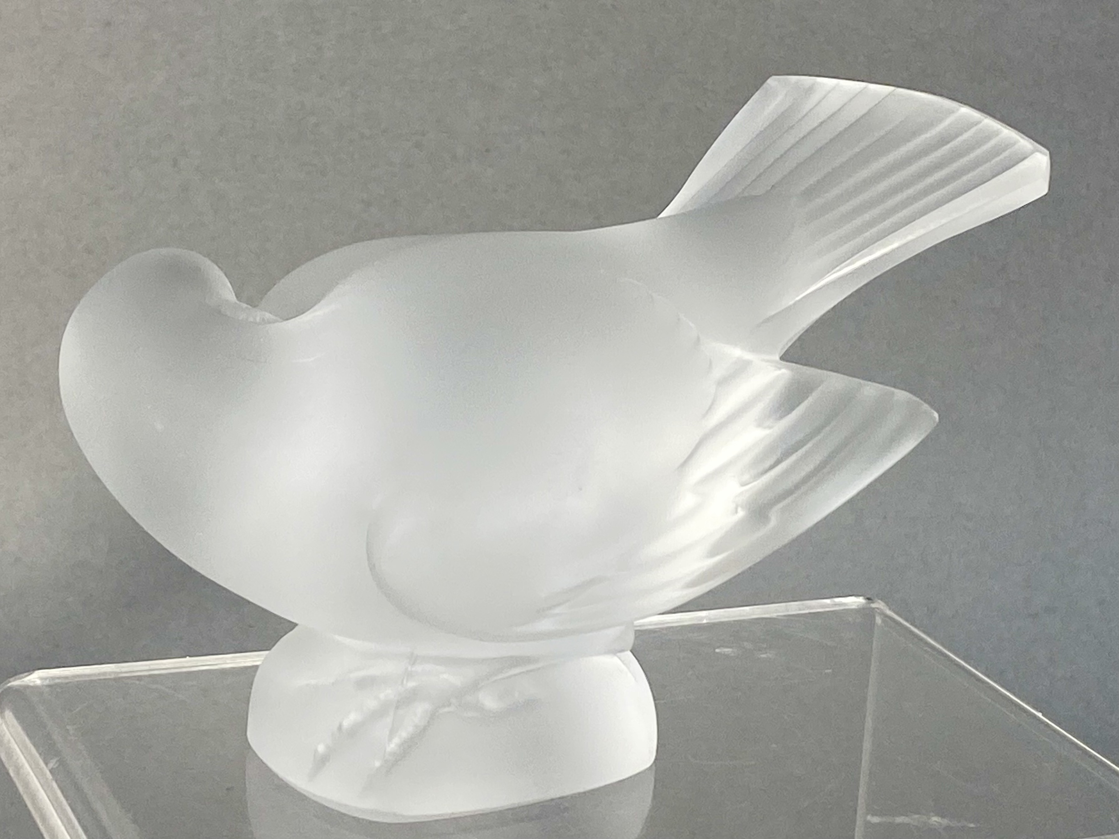 Lalique France Frosted Crystal Moineau Coquet Sparrow