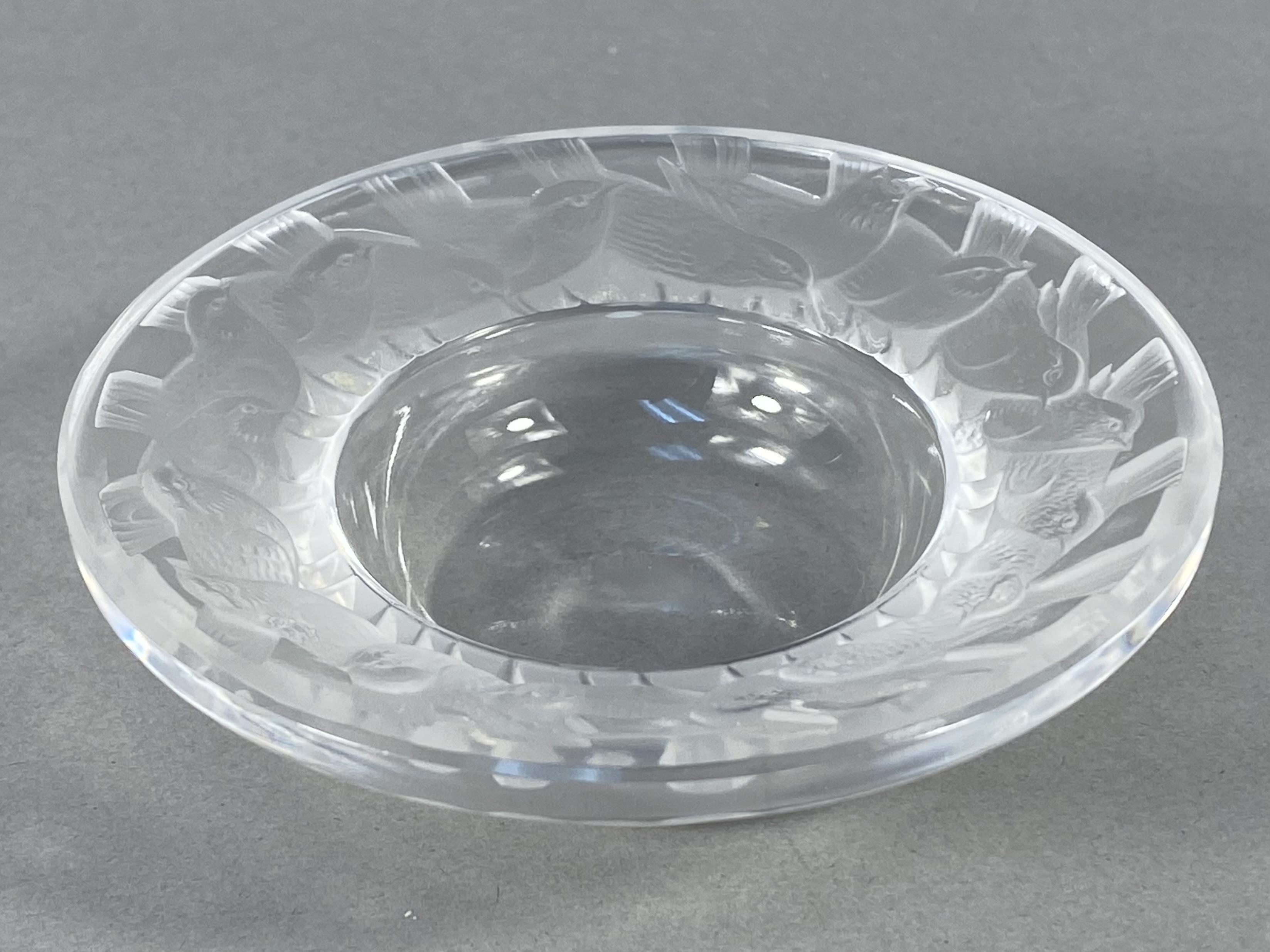 Lalique France Crystal Pinsons Bird Dish