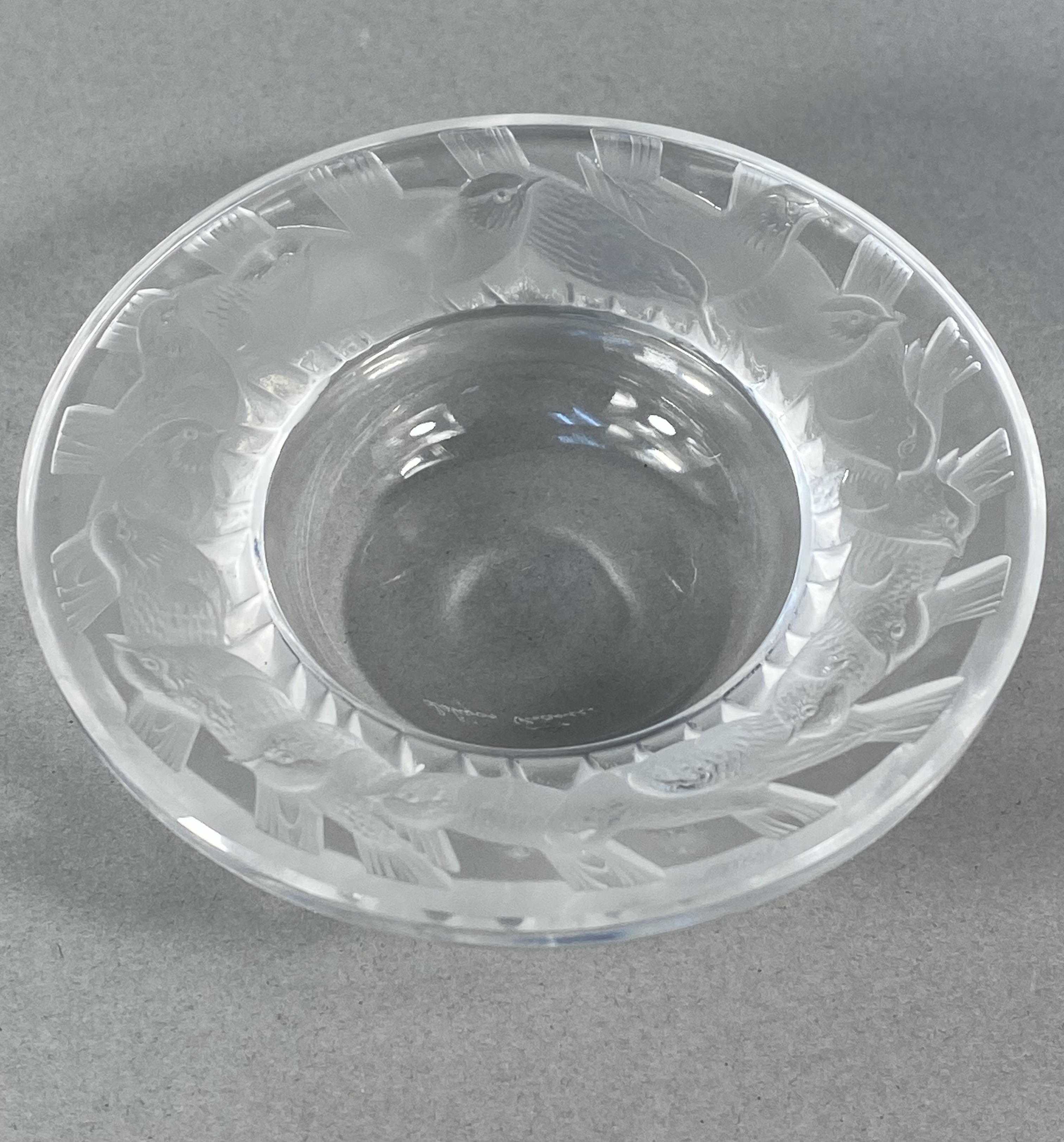 Lalique France Crystal Pinsons Bird Dish