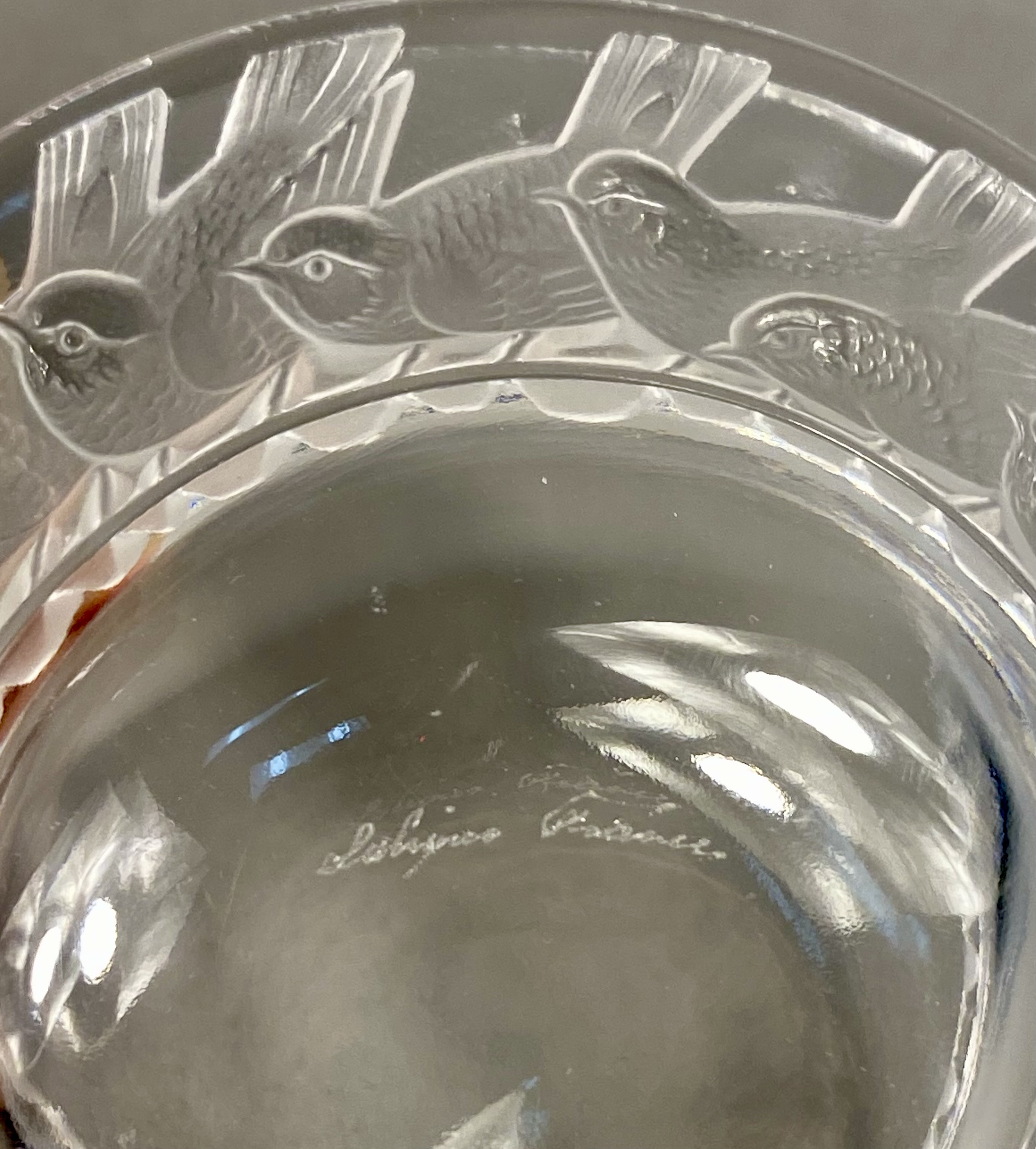 Lalique France Crystal Pinsons Bird Dish