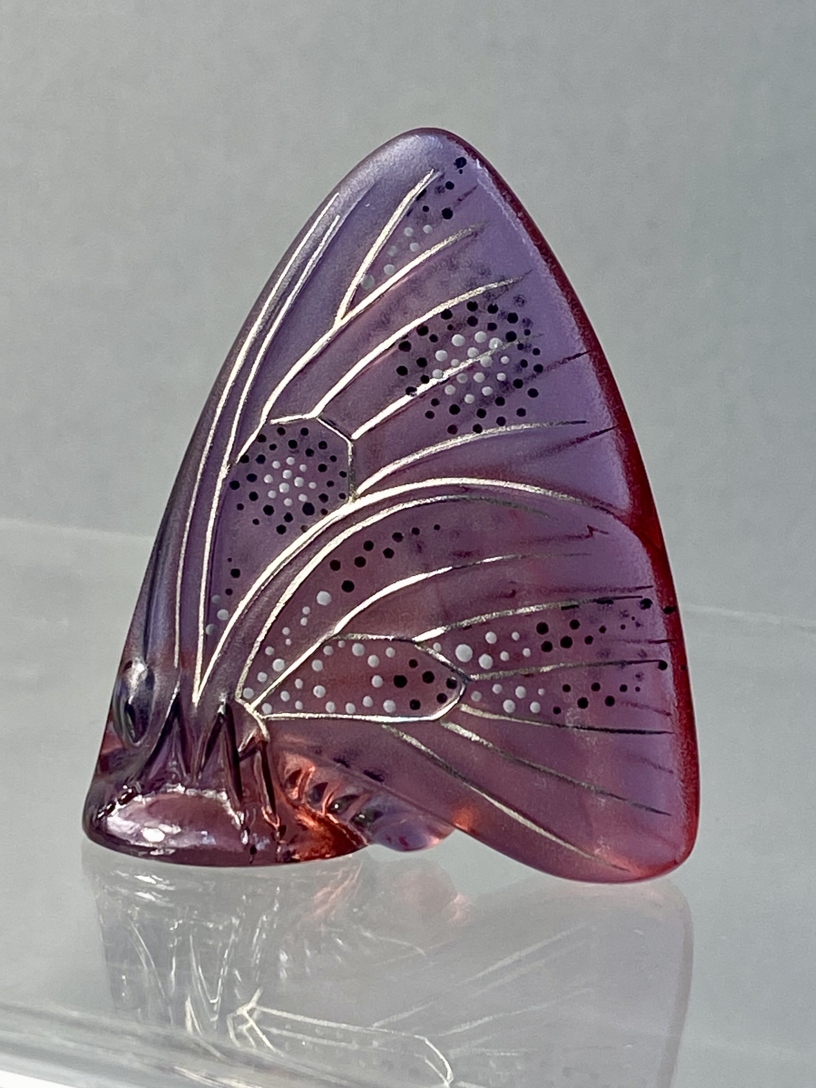 Lalique France Grand Nacre Glass Butterfly Wing Figurine