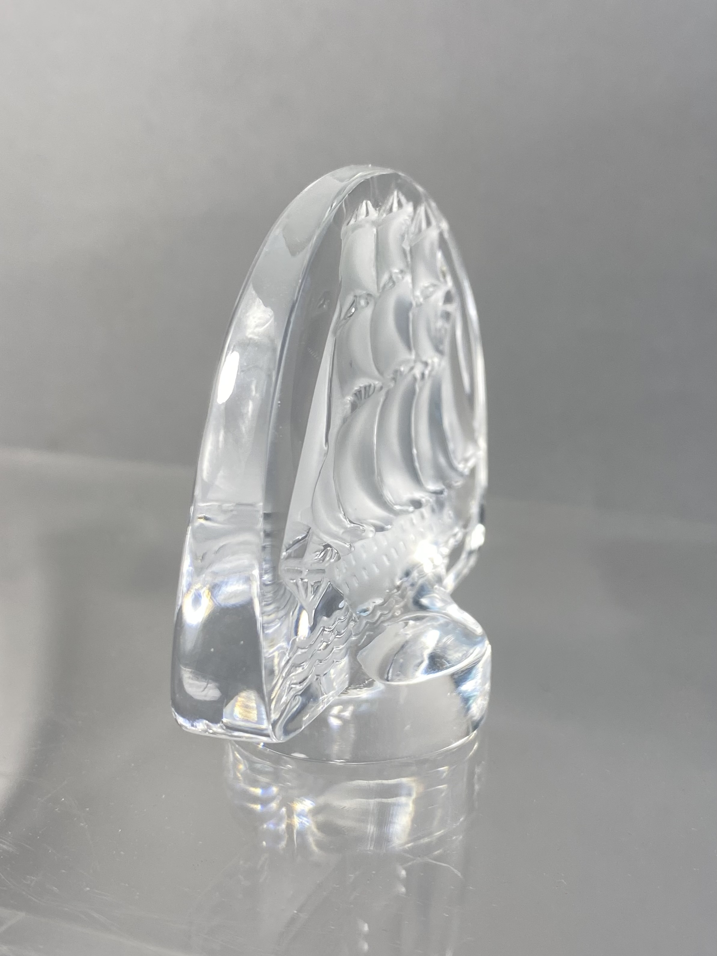 Lalique France Crystal Caravelle Sailing Ship Paperweight