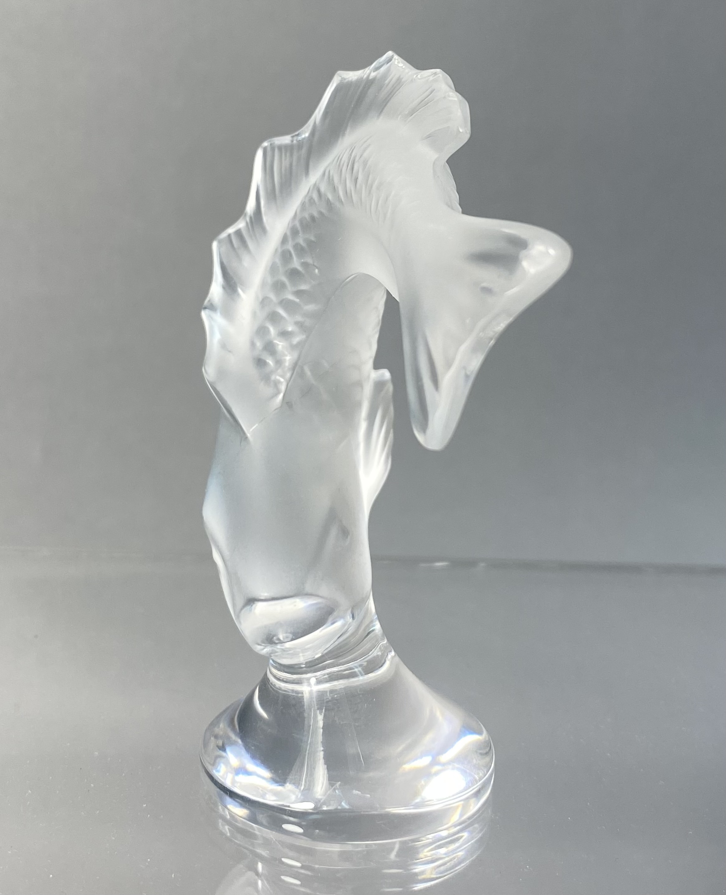 Lalique Goujon Crystal Leaping Fish Figurine