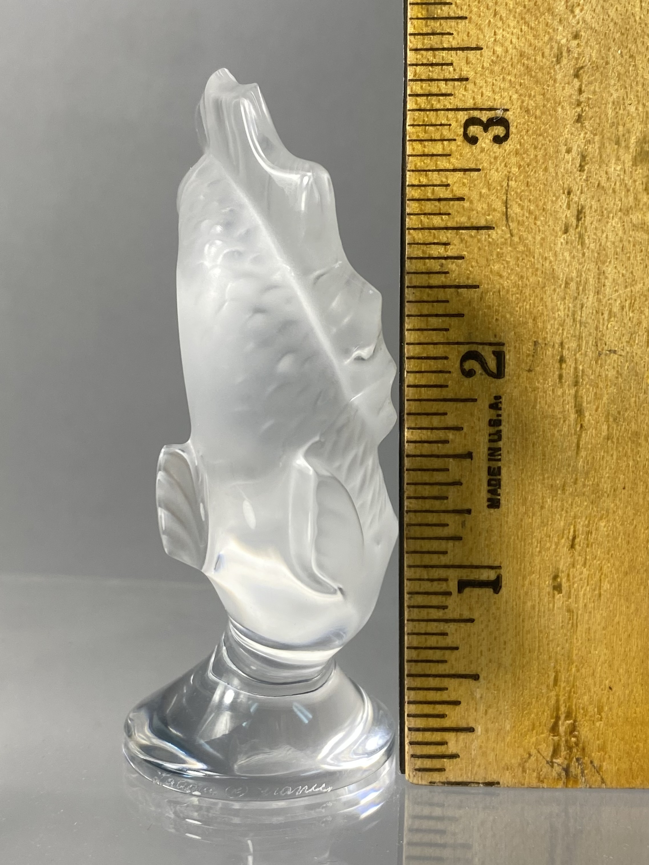Lalique Goujon Crystal Leaping Fish Figurine