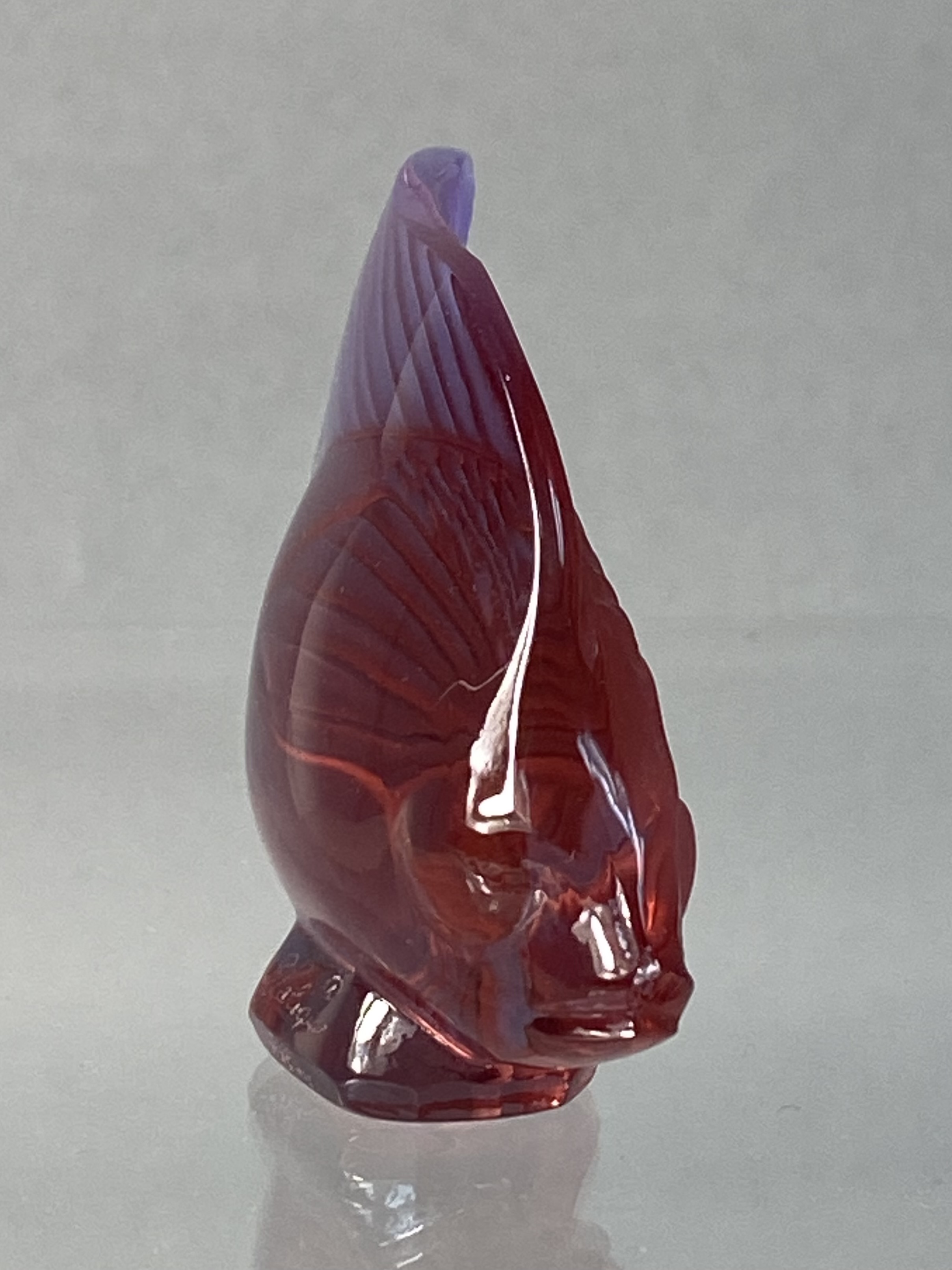 Lalique Fuchsia and Blue Glass Fish Figurine