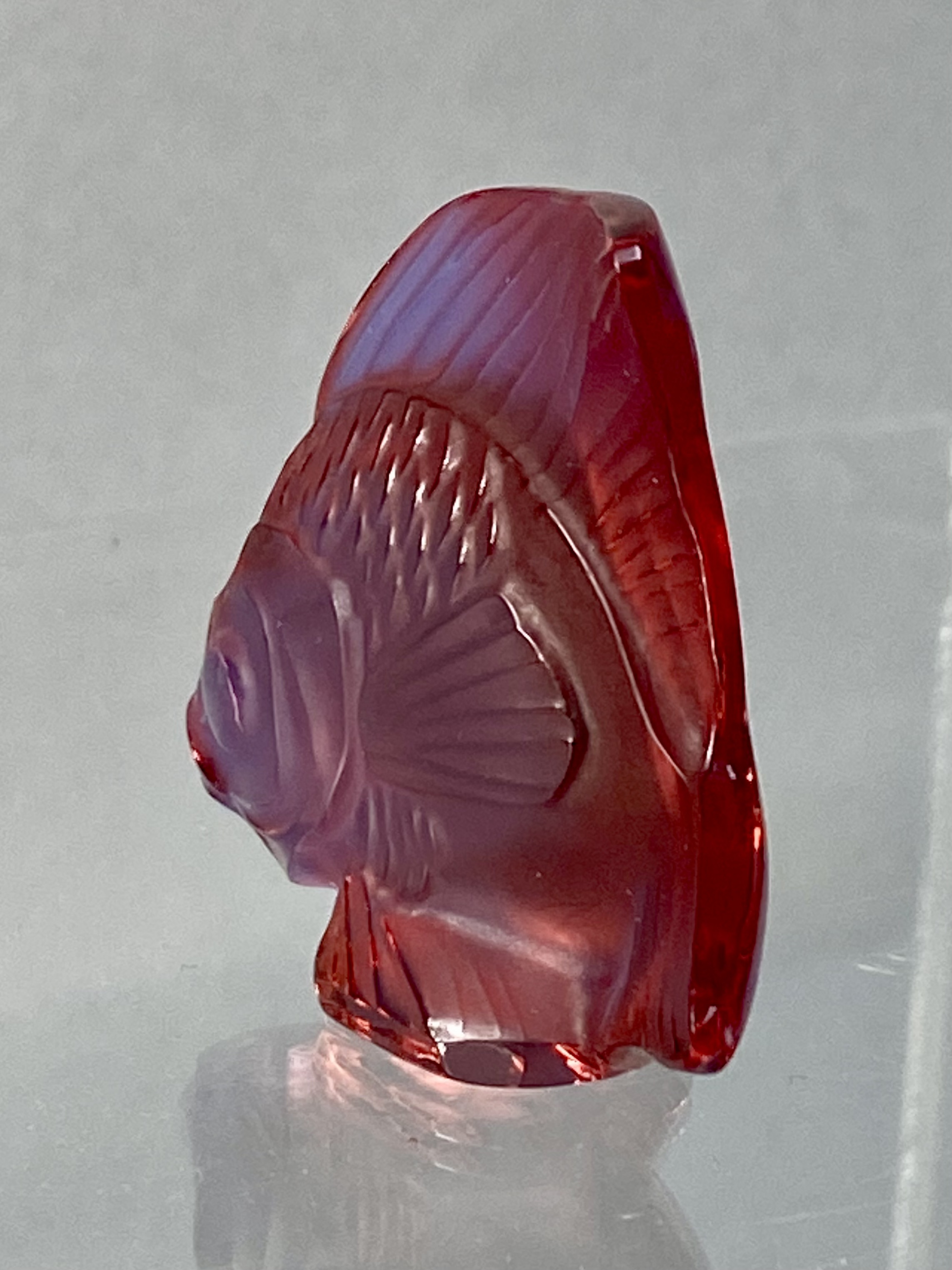 Lalique Fuchsia and Blue Glass Fish Figurine