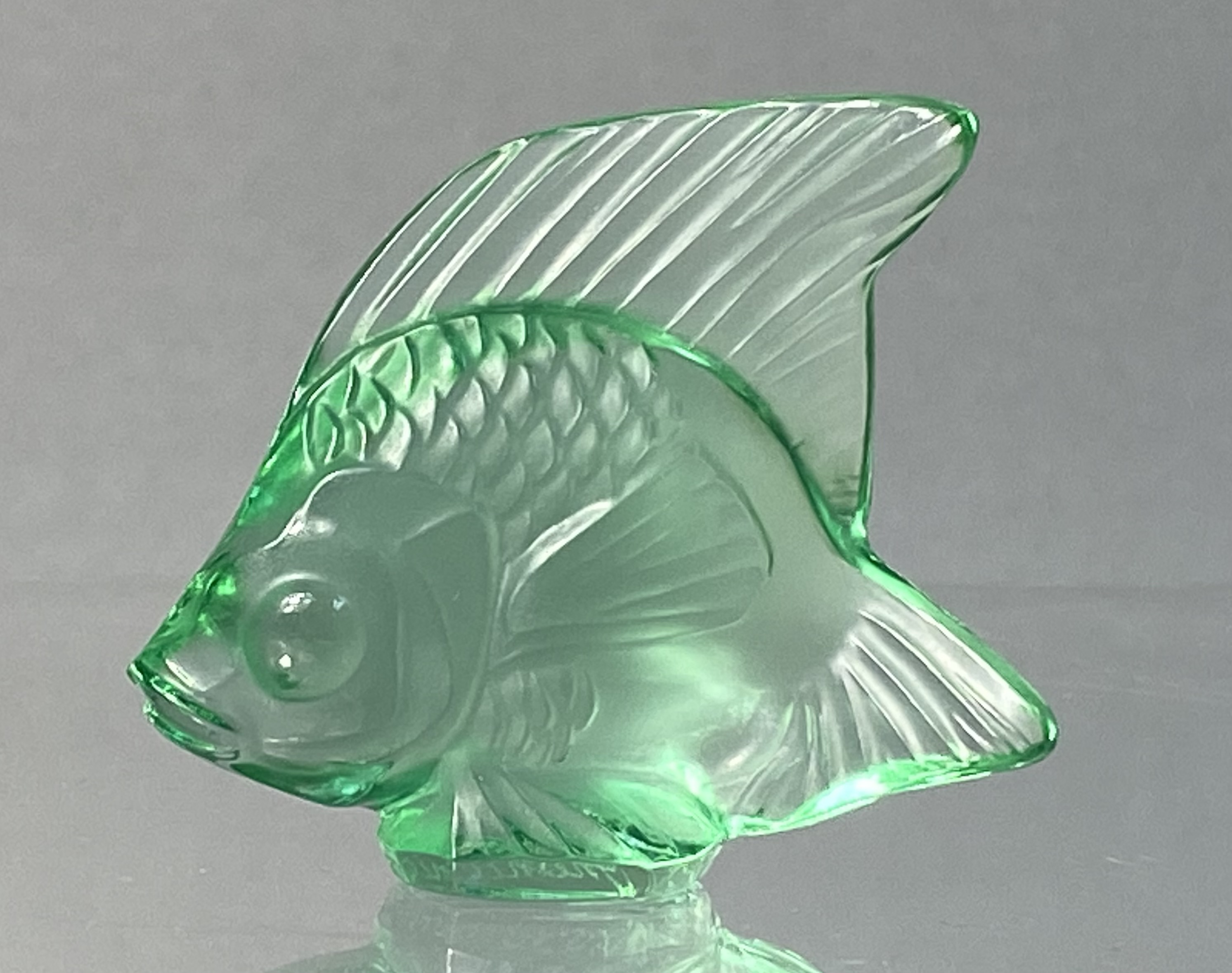 Lalique French Mint Green Glass Poisson Fish Figurine