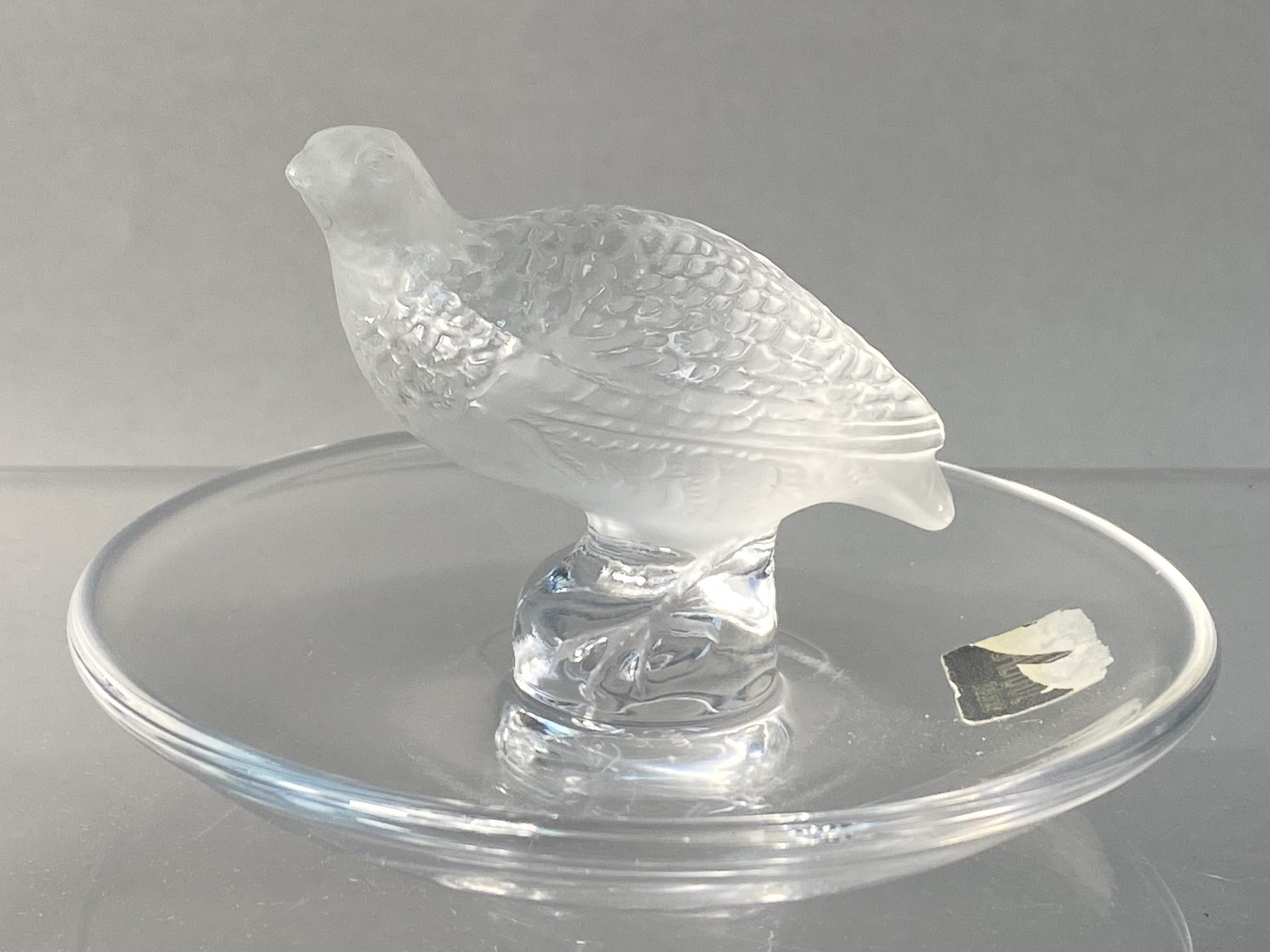 Lalique France Crystal Perdrix Partridge Ring Dish