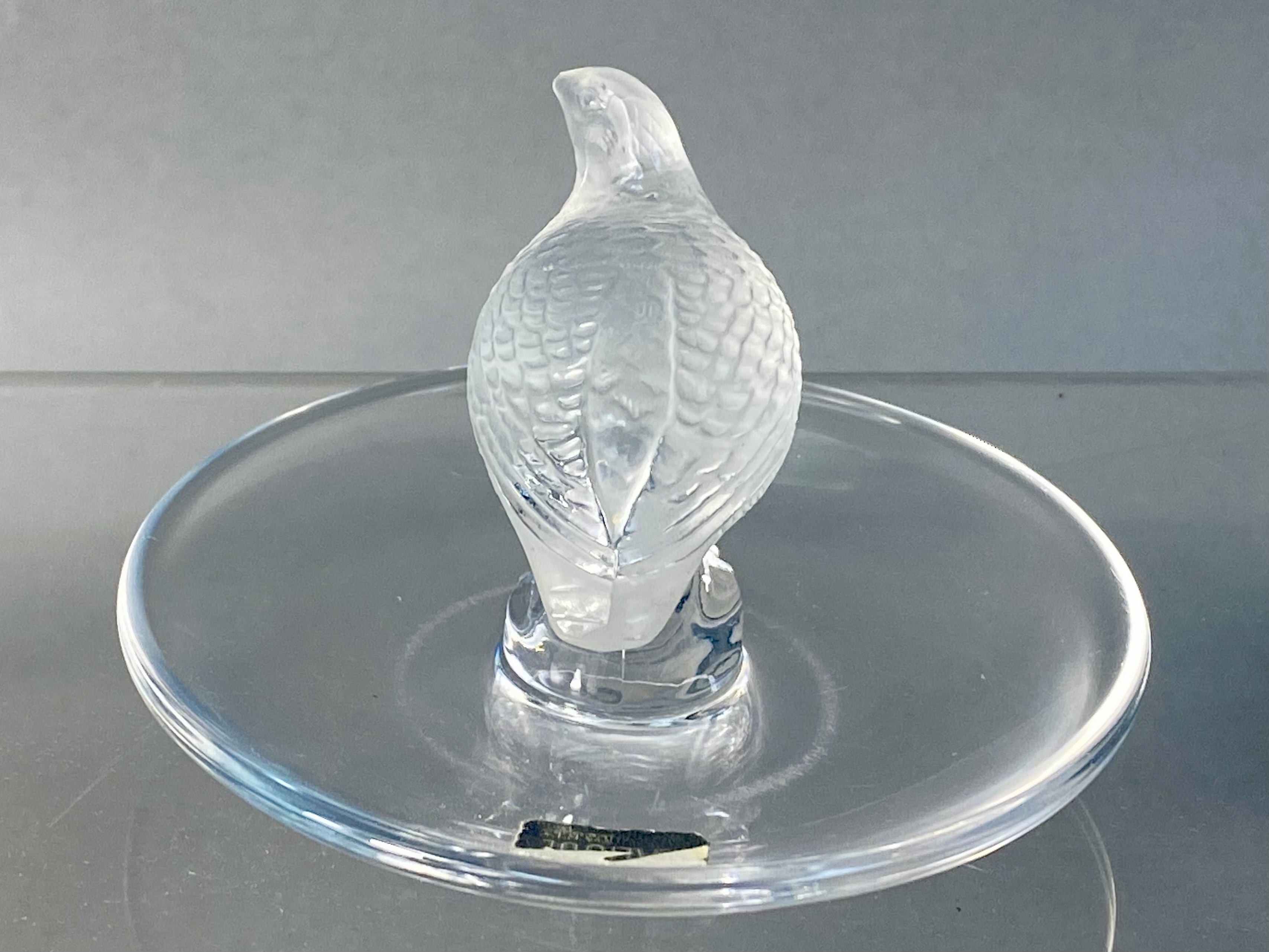 Lalique France Crystal Perdrix Partridge Ring Dish
