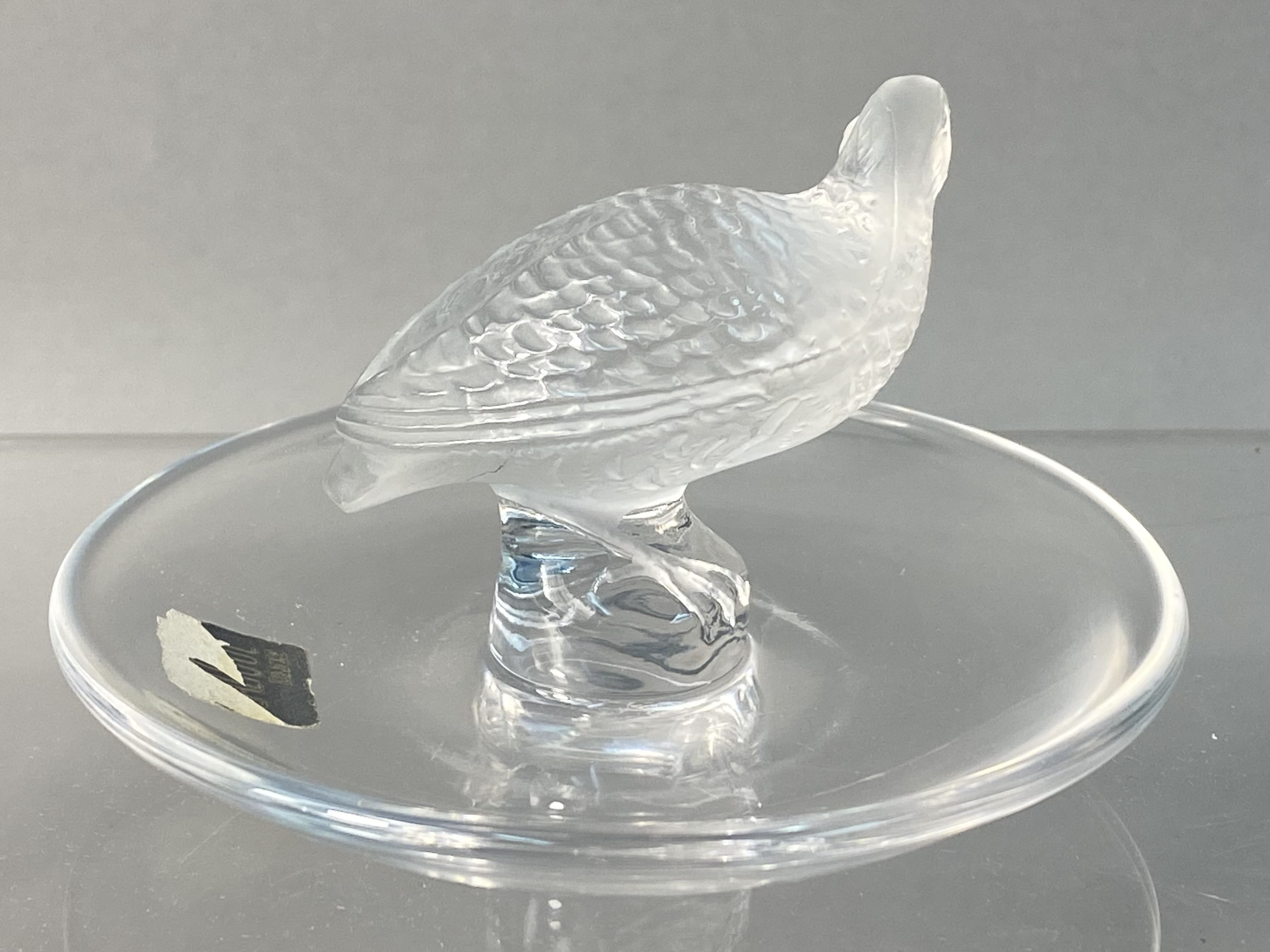 Lalique France Crystal Perdrix Partridge Ring Dish