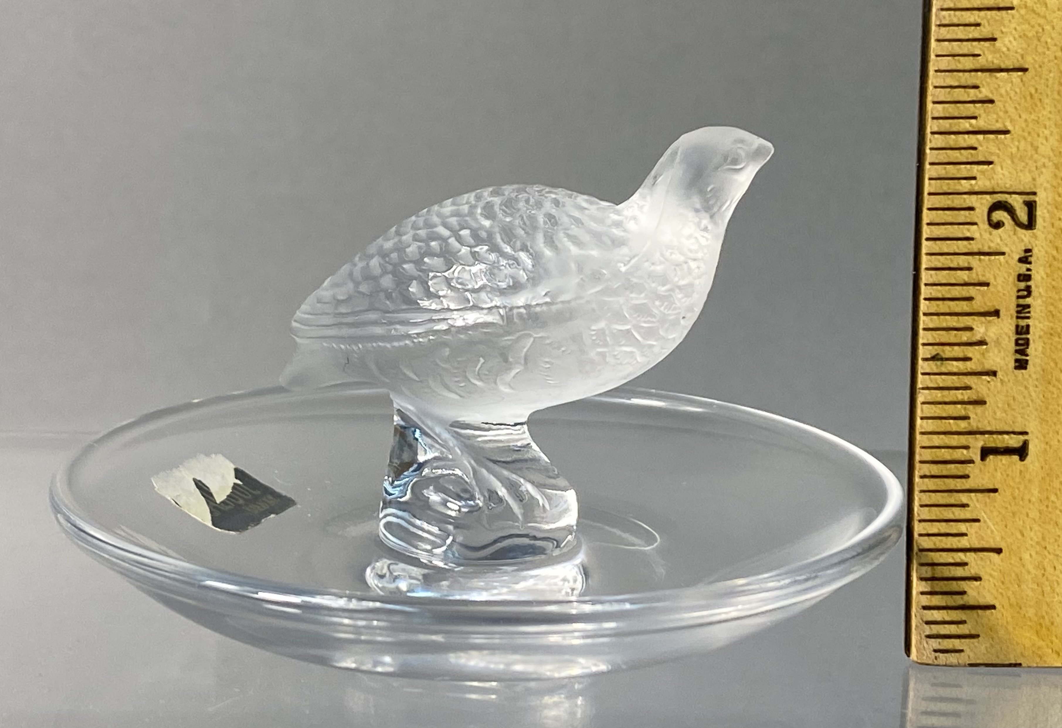 Lalique France Crystal Perdrix Partridge Ring Dish