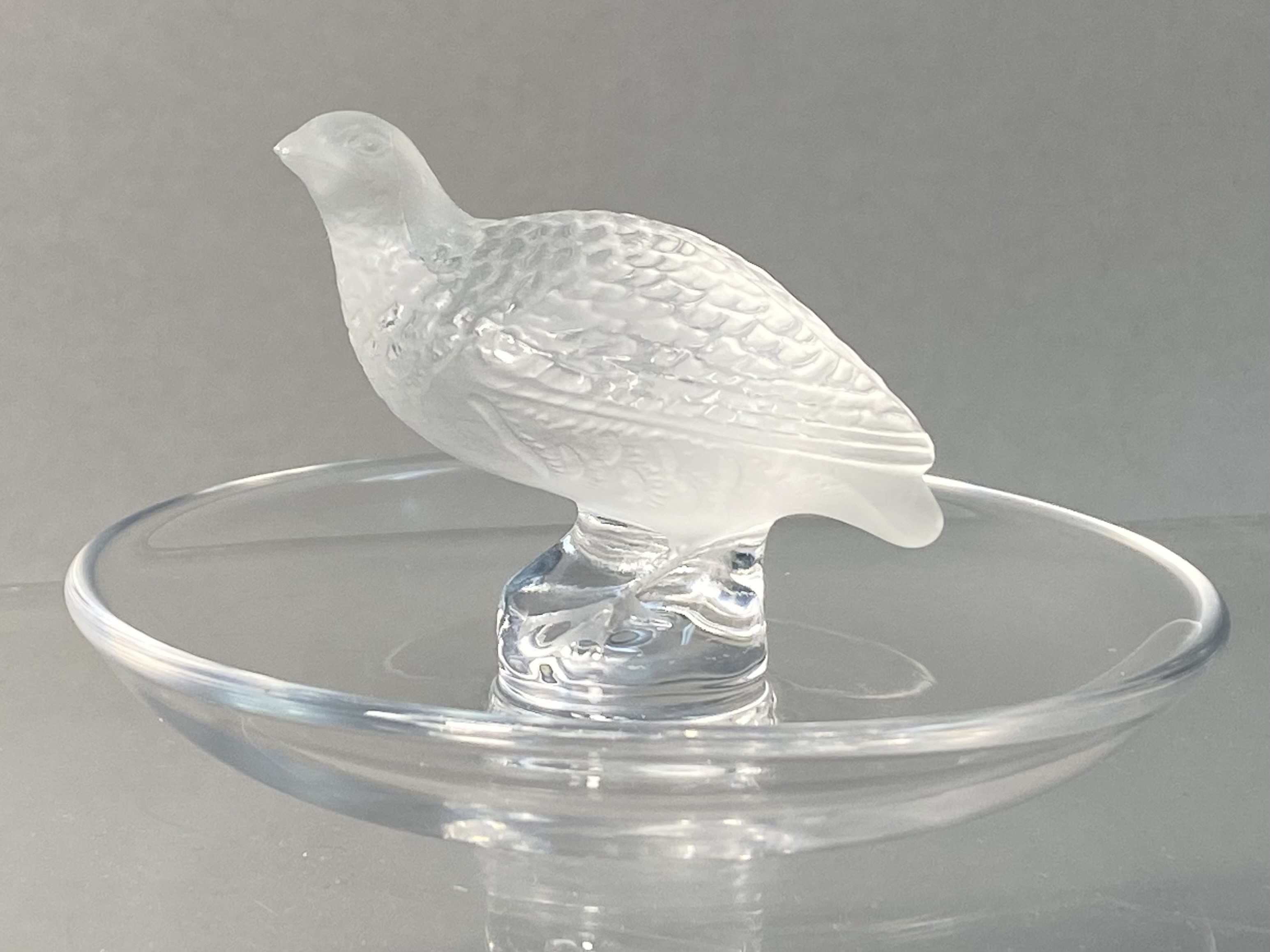 Lalique France Crystal Quail Perdrix Trinket Dish