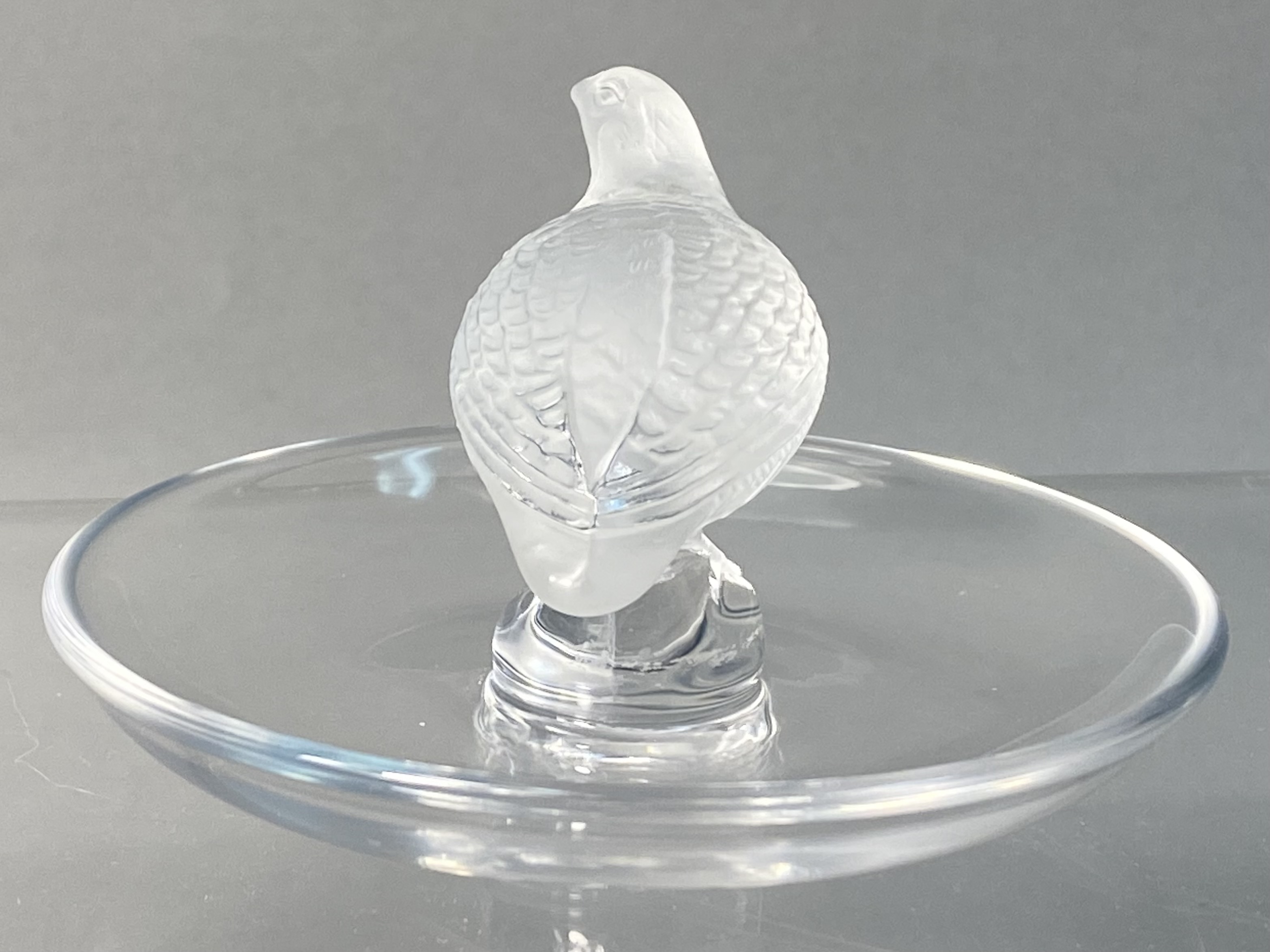 Lalique France Crystal Quail Perdrix Trinket Dish