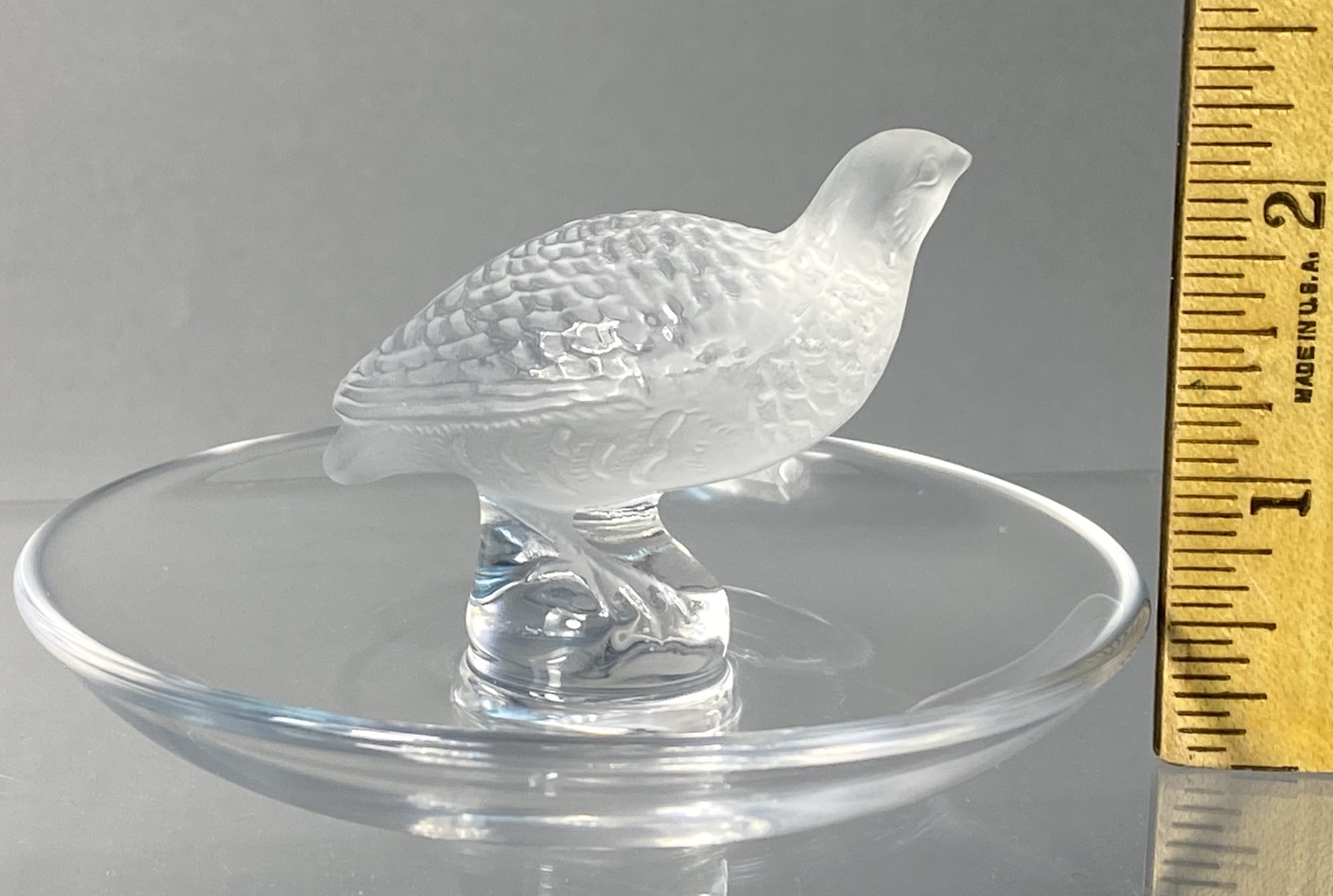 Lalique France Crystal Quail Perdrix Trinket Dish