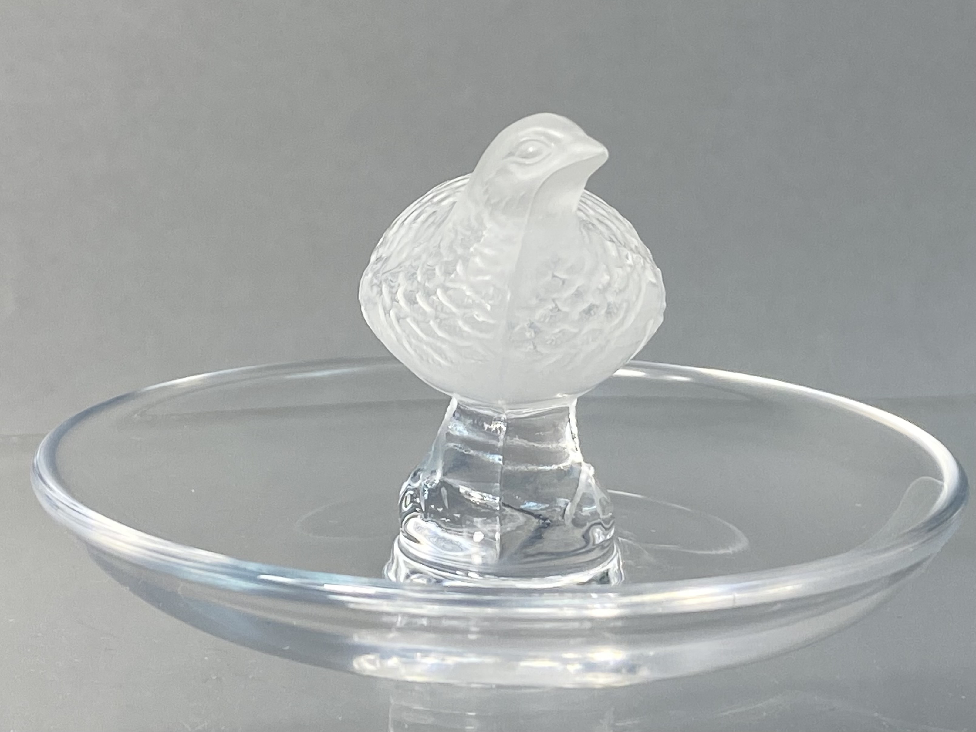 Lalique France Crystal Quail Perdrix Trinket Dish
