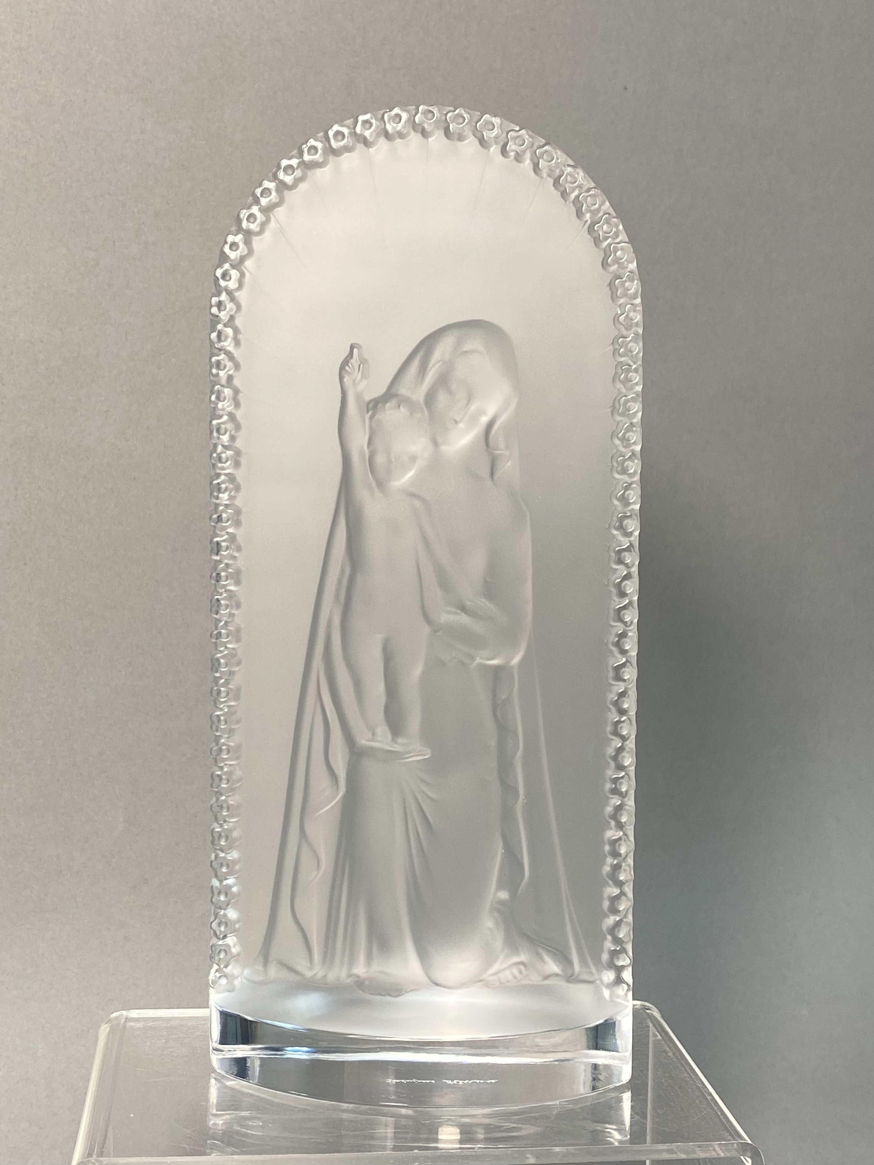 Lalique France Crystal Madonna & Child Plaque