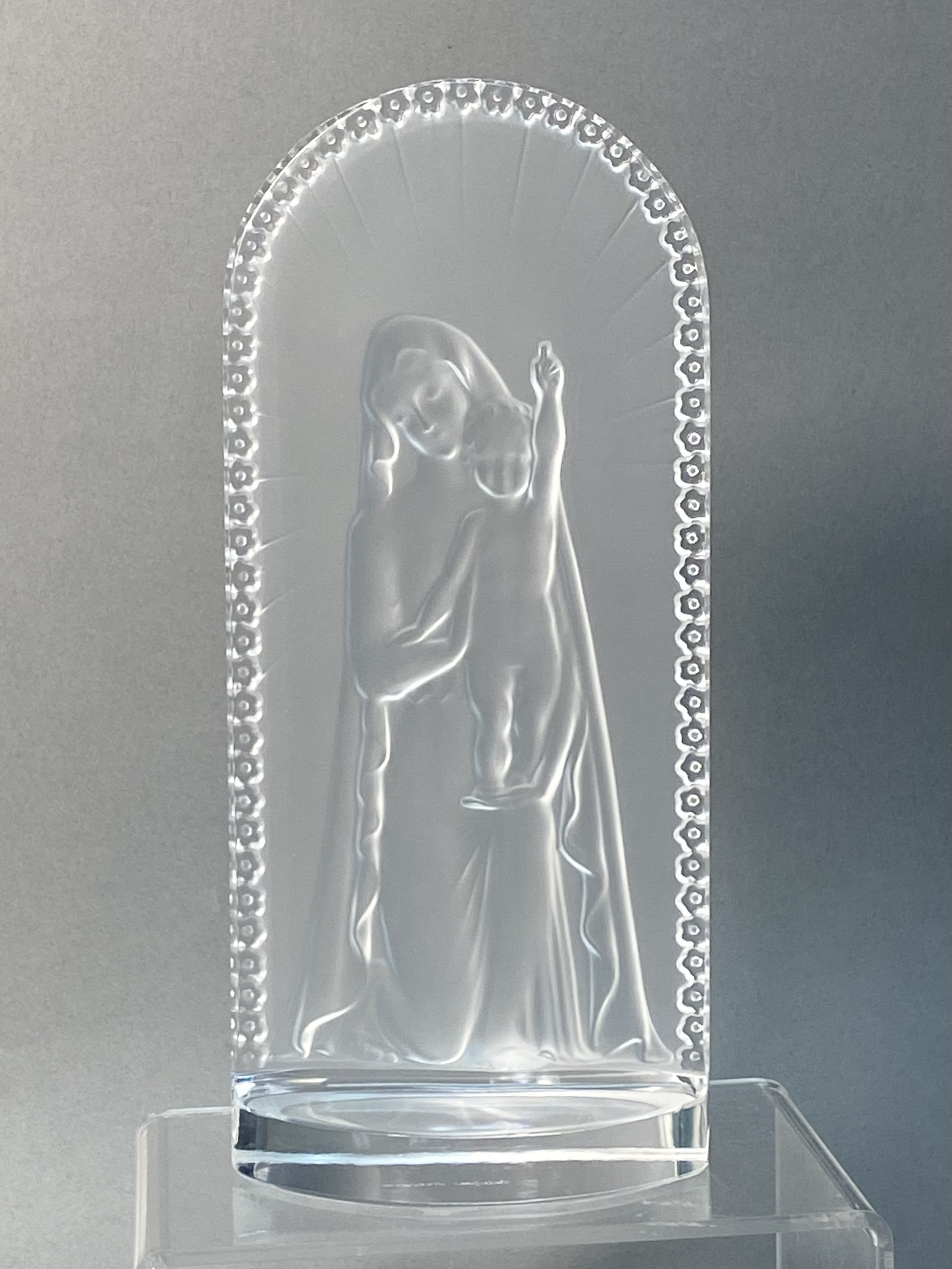 Lalique France Crystal Madonna & Child Plaque