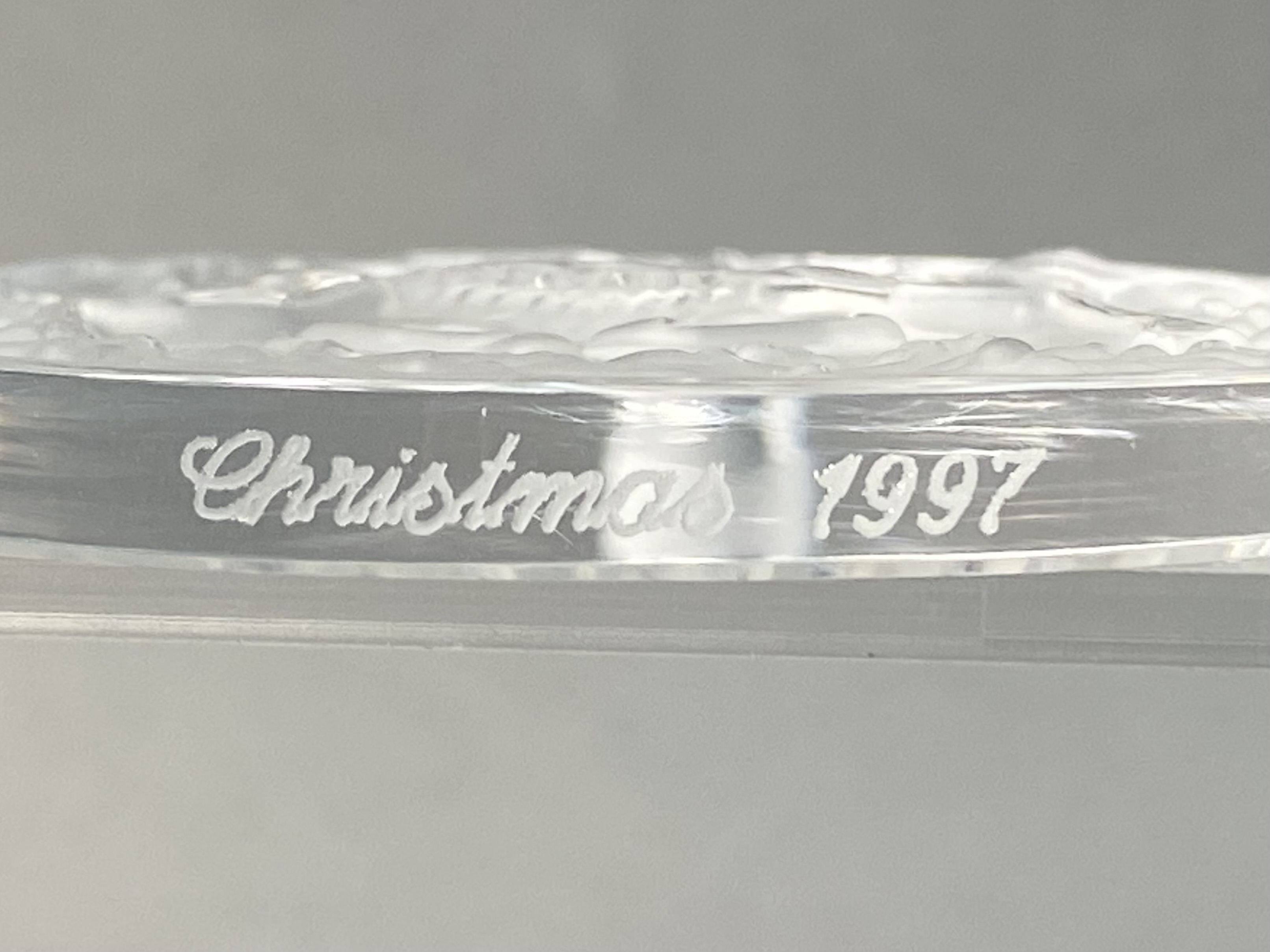 Lalique France Crystal Reindeer Christmas Ornament
