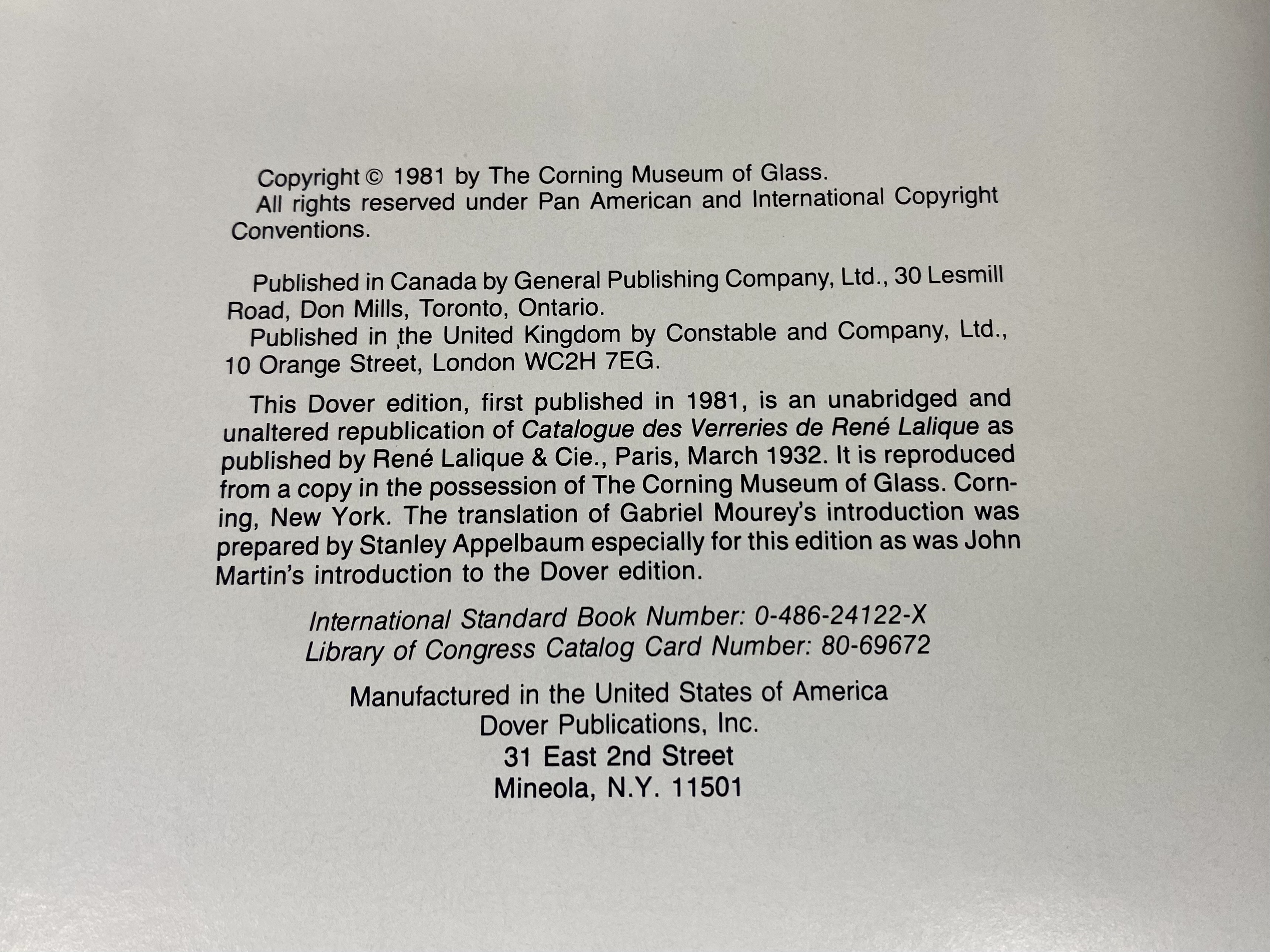 René Lalique et Cie. Lalique Glass Catalogue