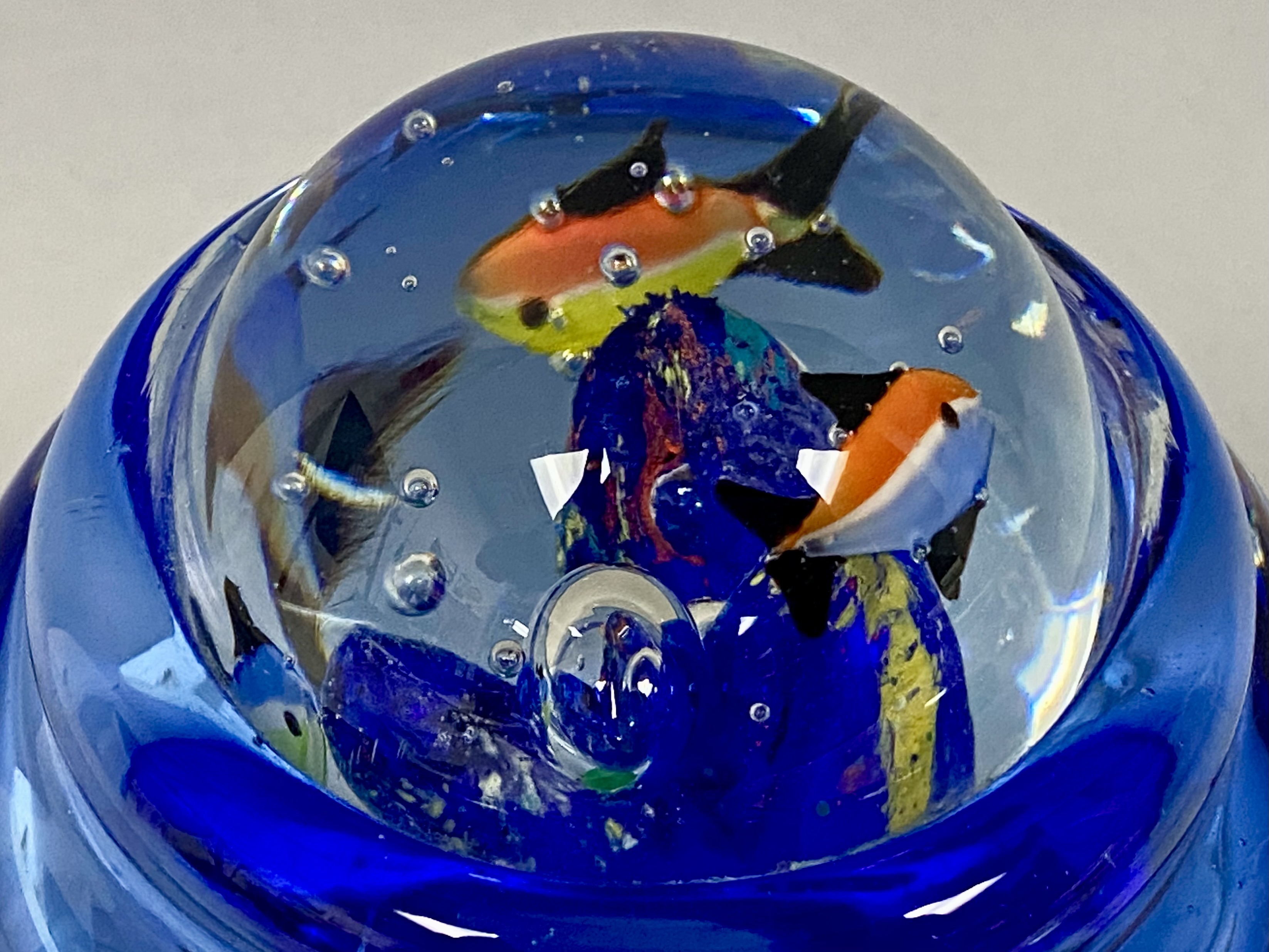 Cobalt Blue Sommerso Art Glass Aquarium Sculpture