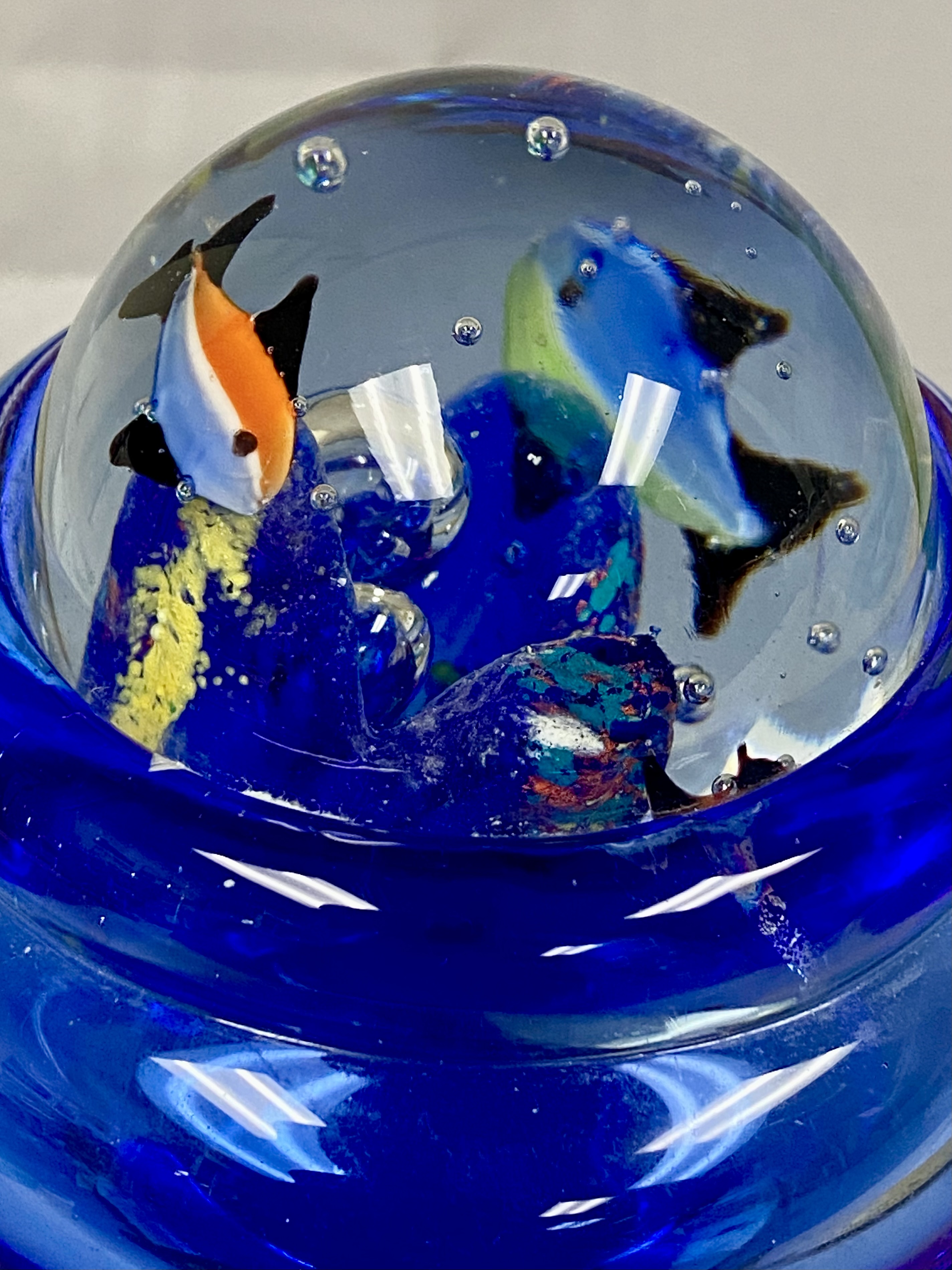 Cobalt Blue Sommerso Art Glass Aquarium Sculpture