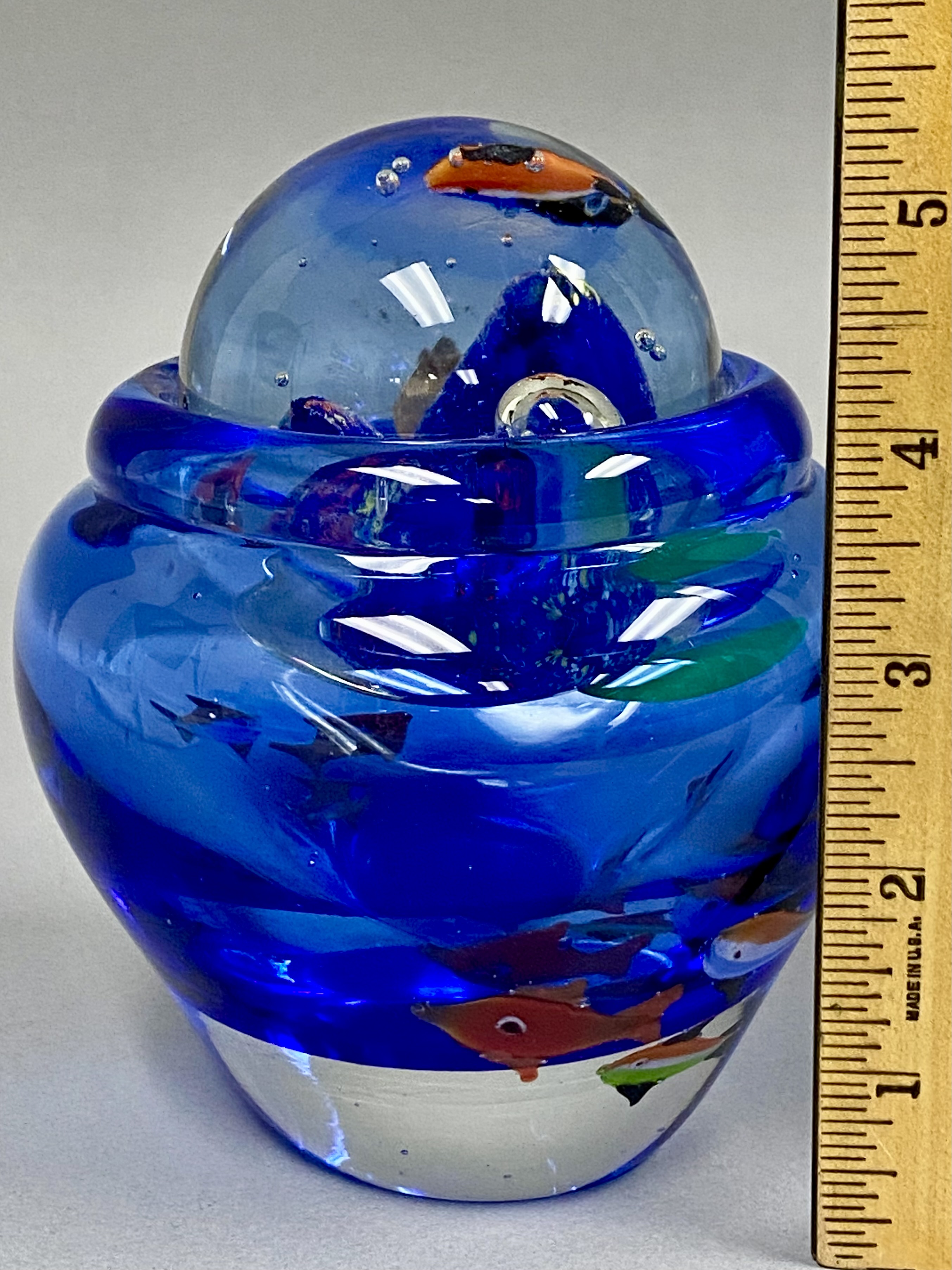 Cobalt Blue Sommerso Art Glass Aquarium Sculpture