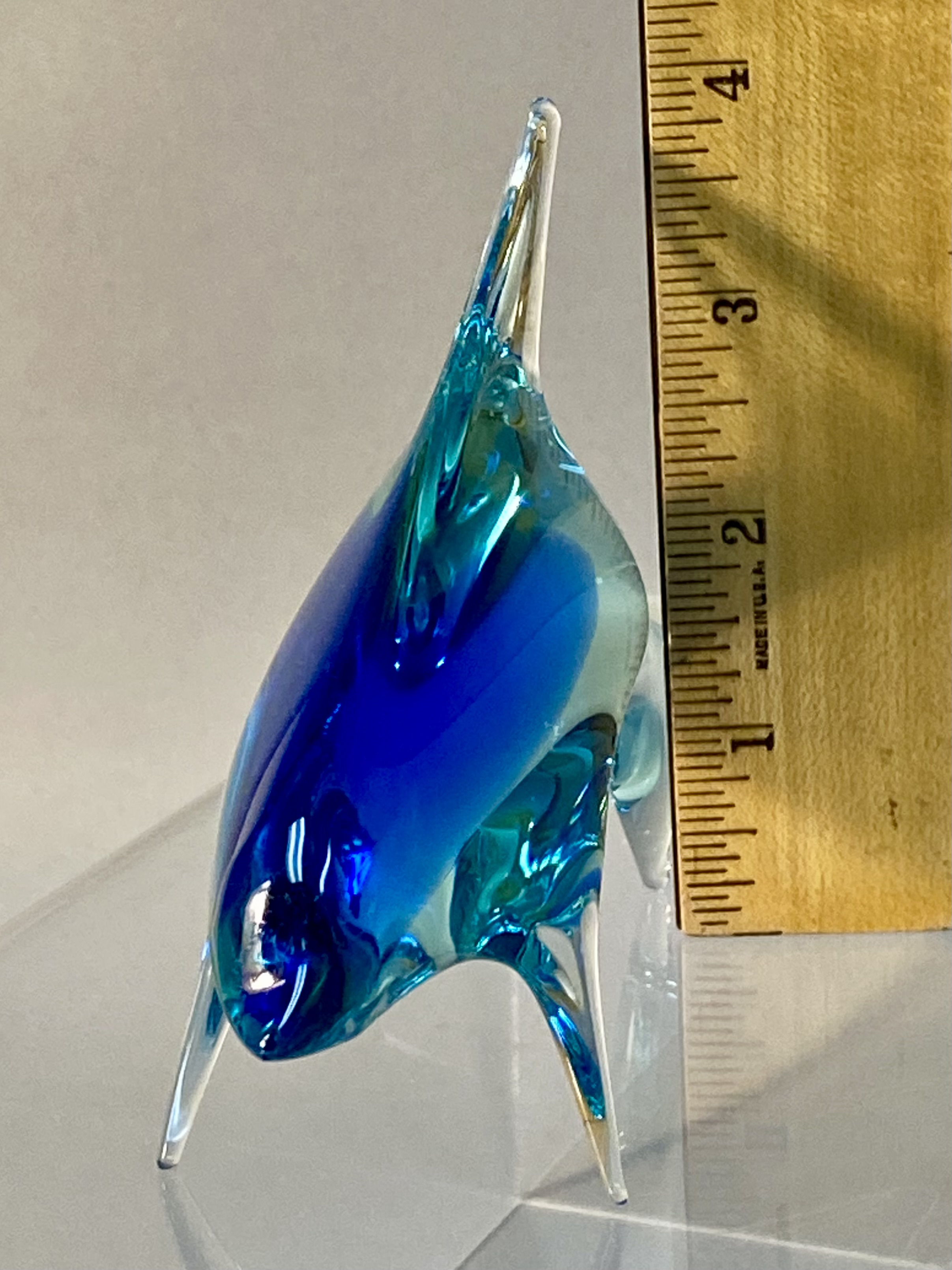 Mid-Century Sommerso Art Glass Dolphin Sculpture
