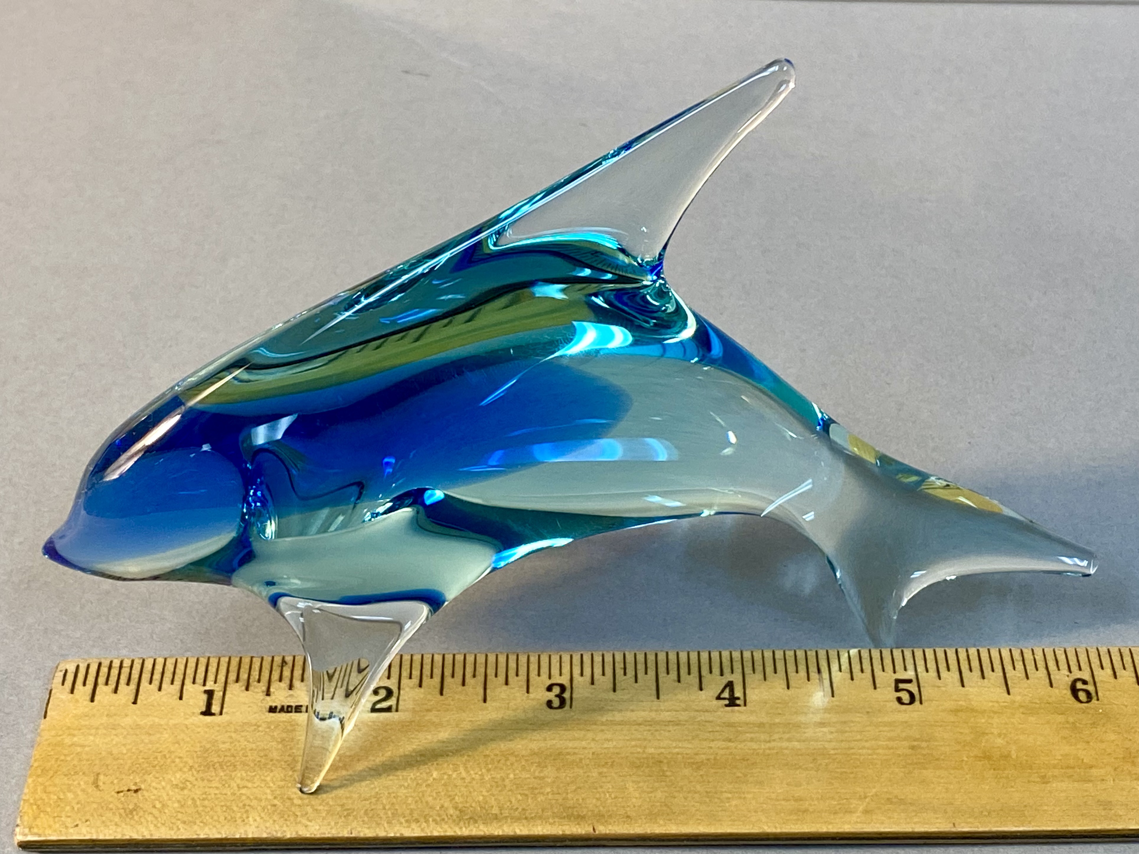 Mid-Century Sommerso Art Glass Dolphin Sculpture