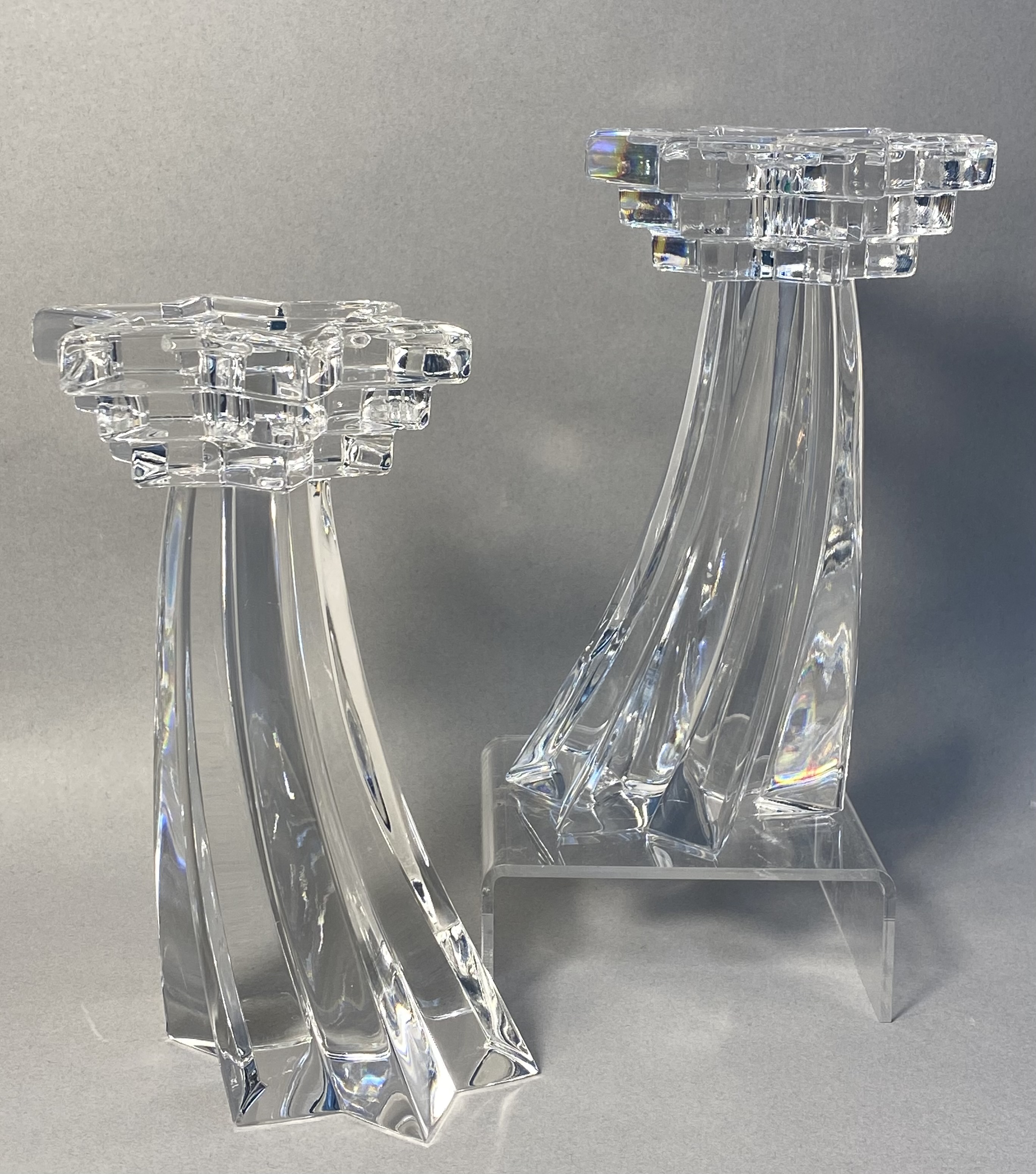 Shooting Star Motif Lead Crystal Candlesticks
