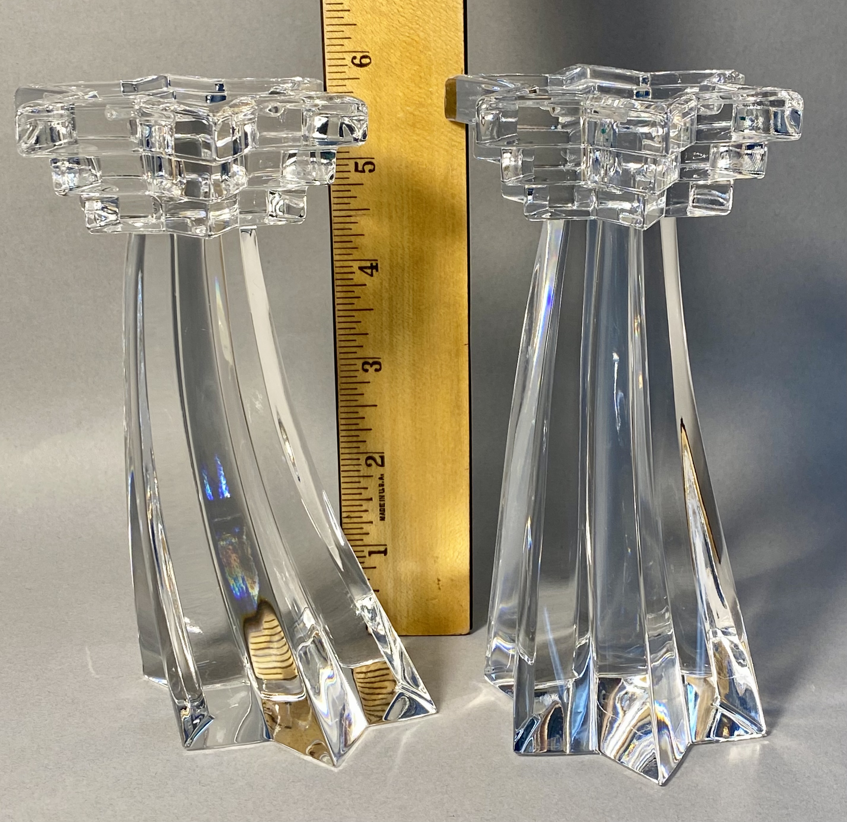 Shooting Star Motif Lead Crystal Candlesticks