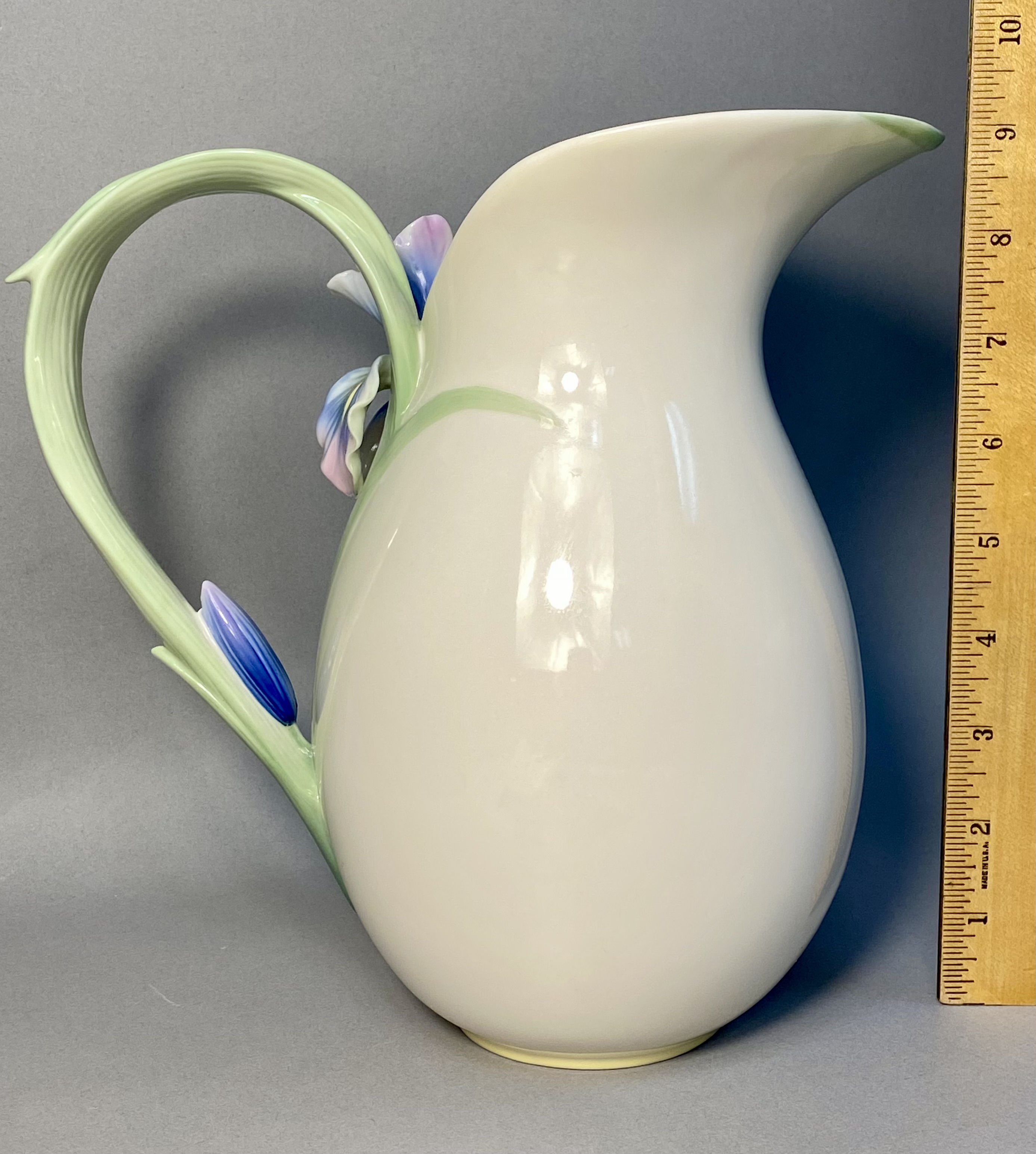 Hummingbird & Iris Porcelain Handle Vase