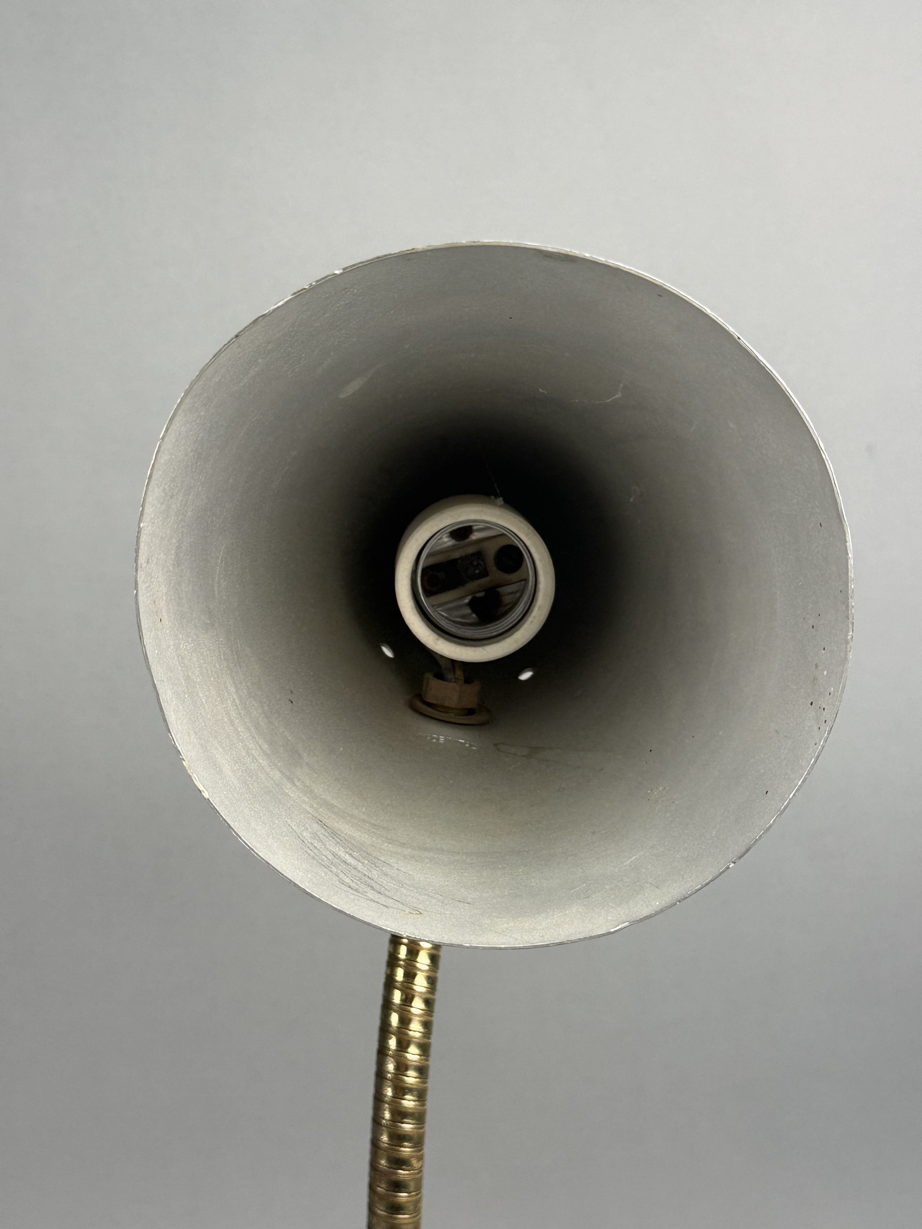 Mid-Century Brass Toned Double Gooseneck Lamp