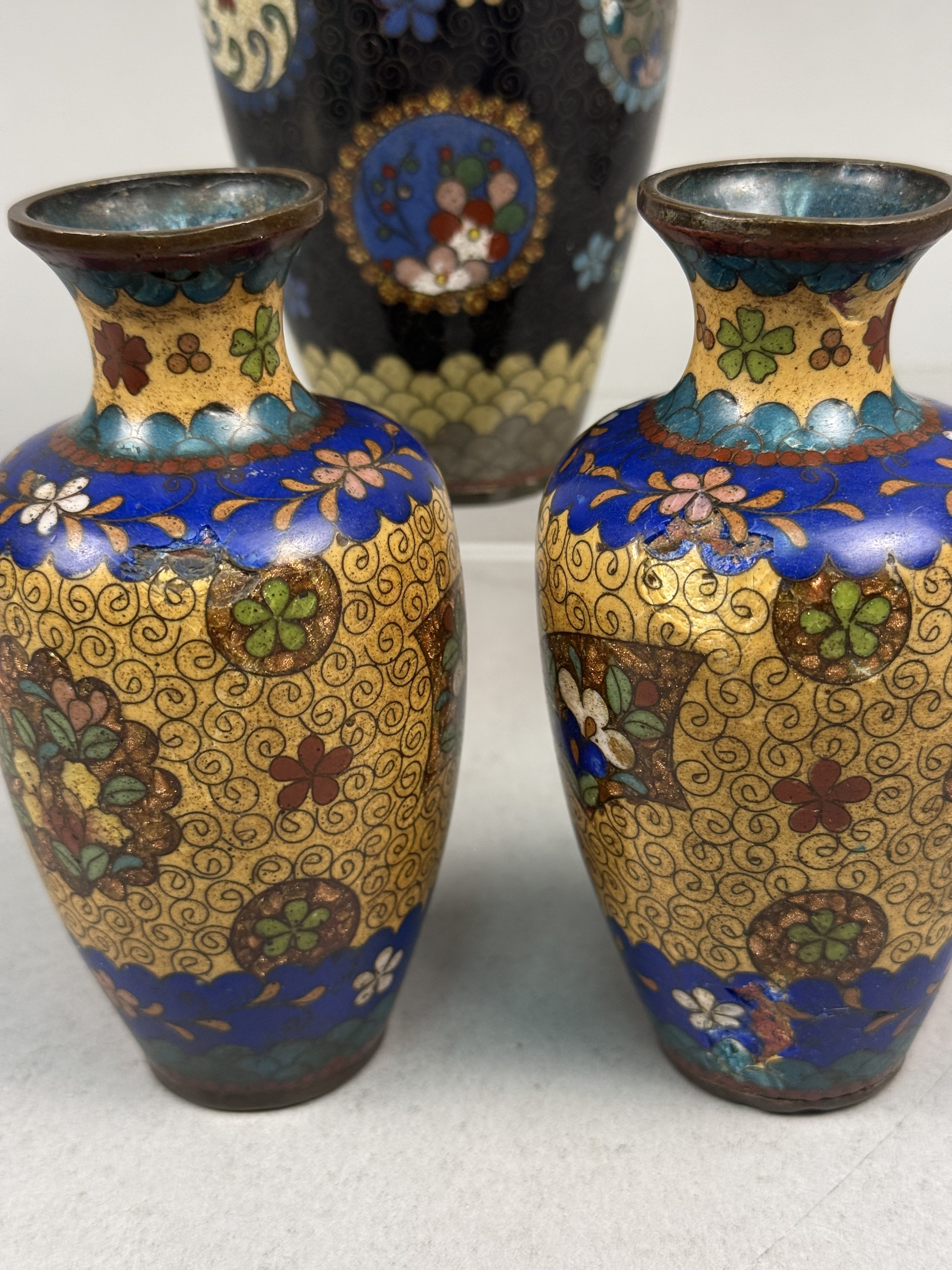 Japanese Cloisonne Enamel Cabinet Vases