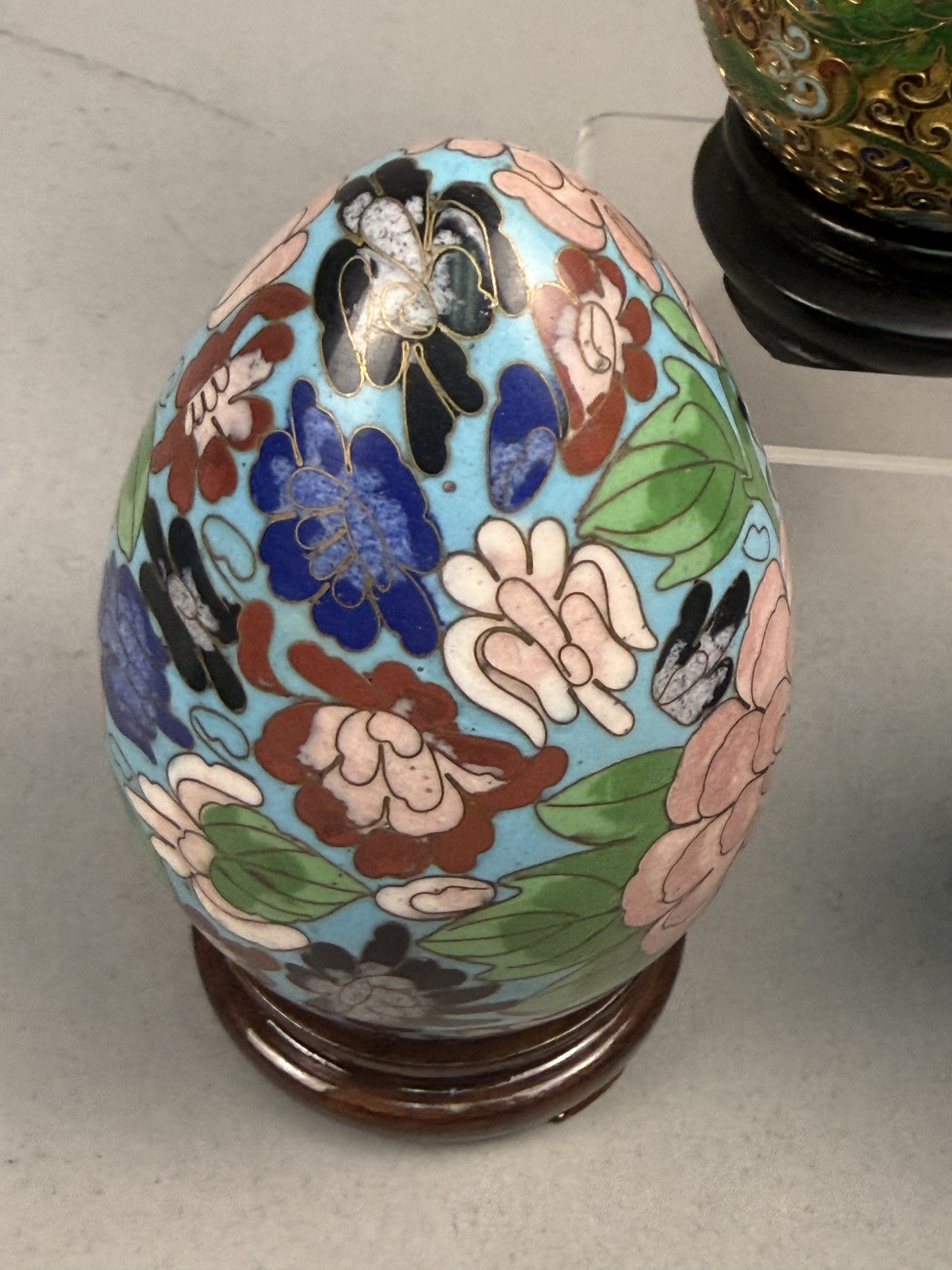 3 Chinese Cloisonne Enamel Decorative Eggs
