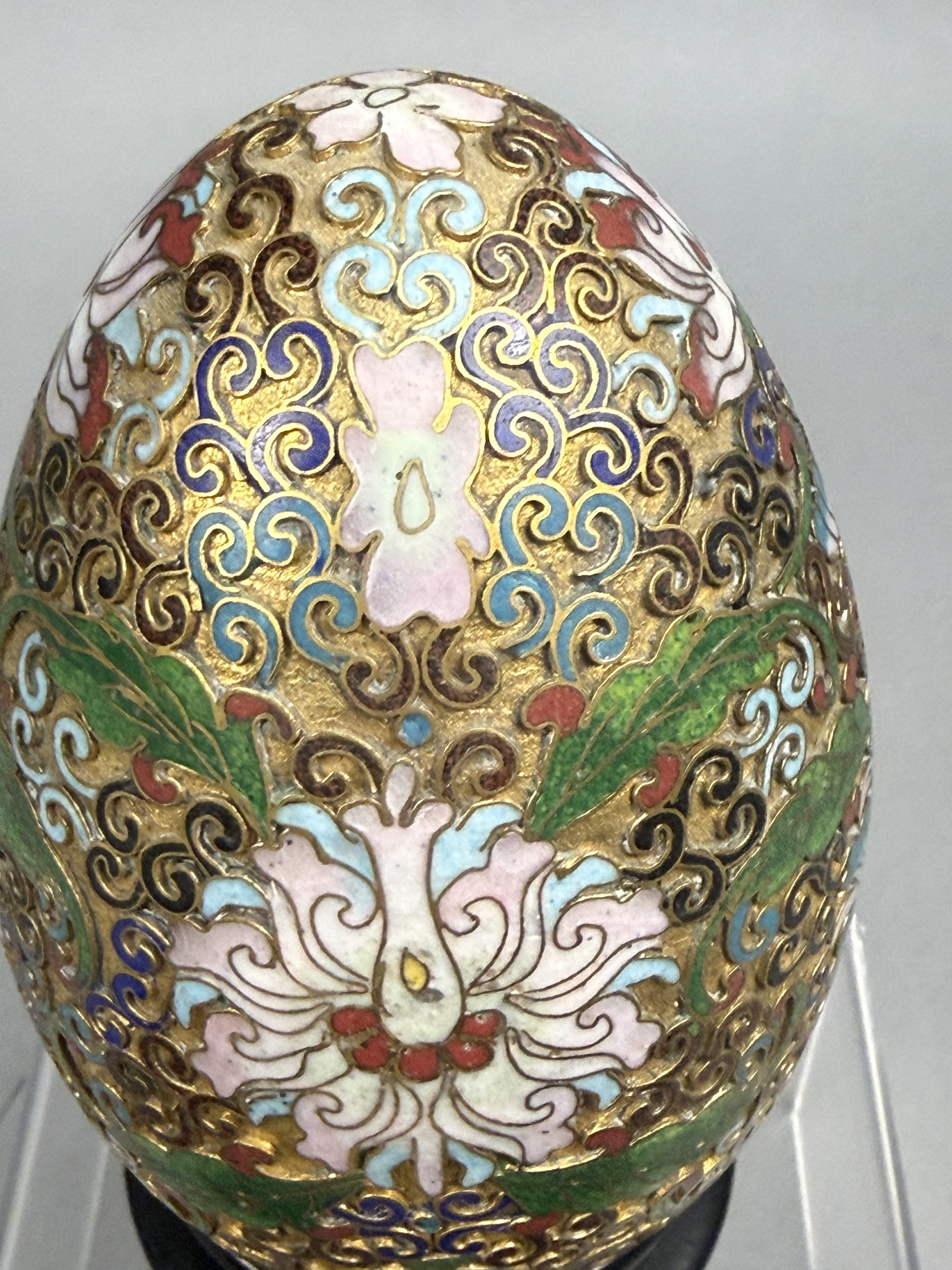 3 Chinese Cloisonne Enamel Decorative Eggs