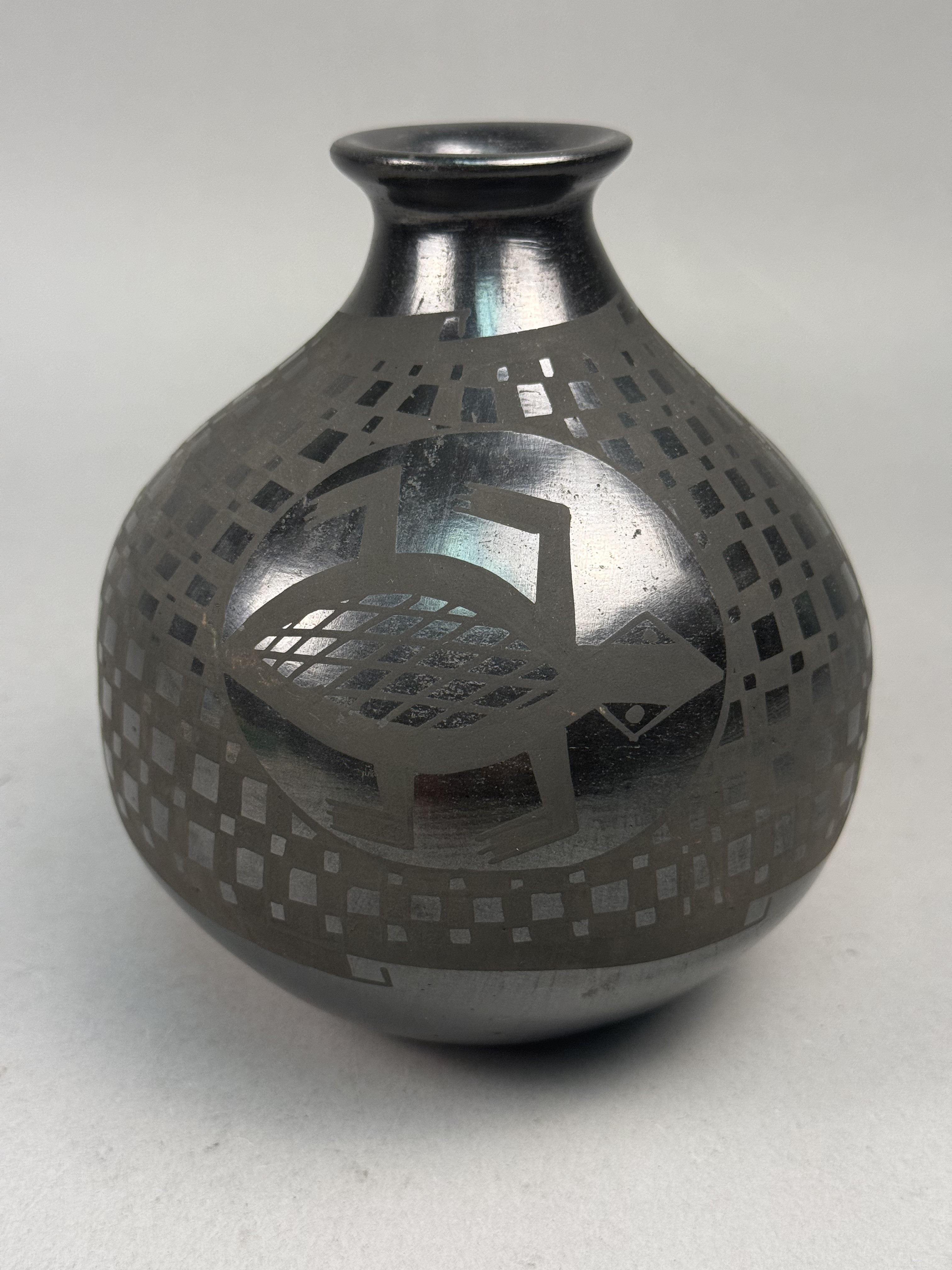 Black-on-Black Mata Ortiz Pottery Vase