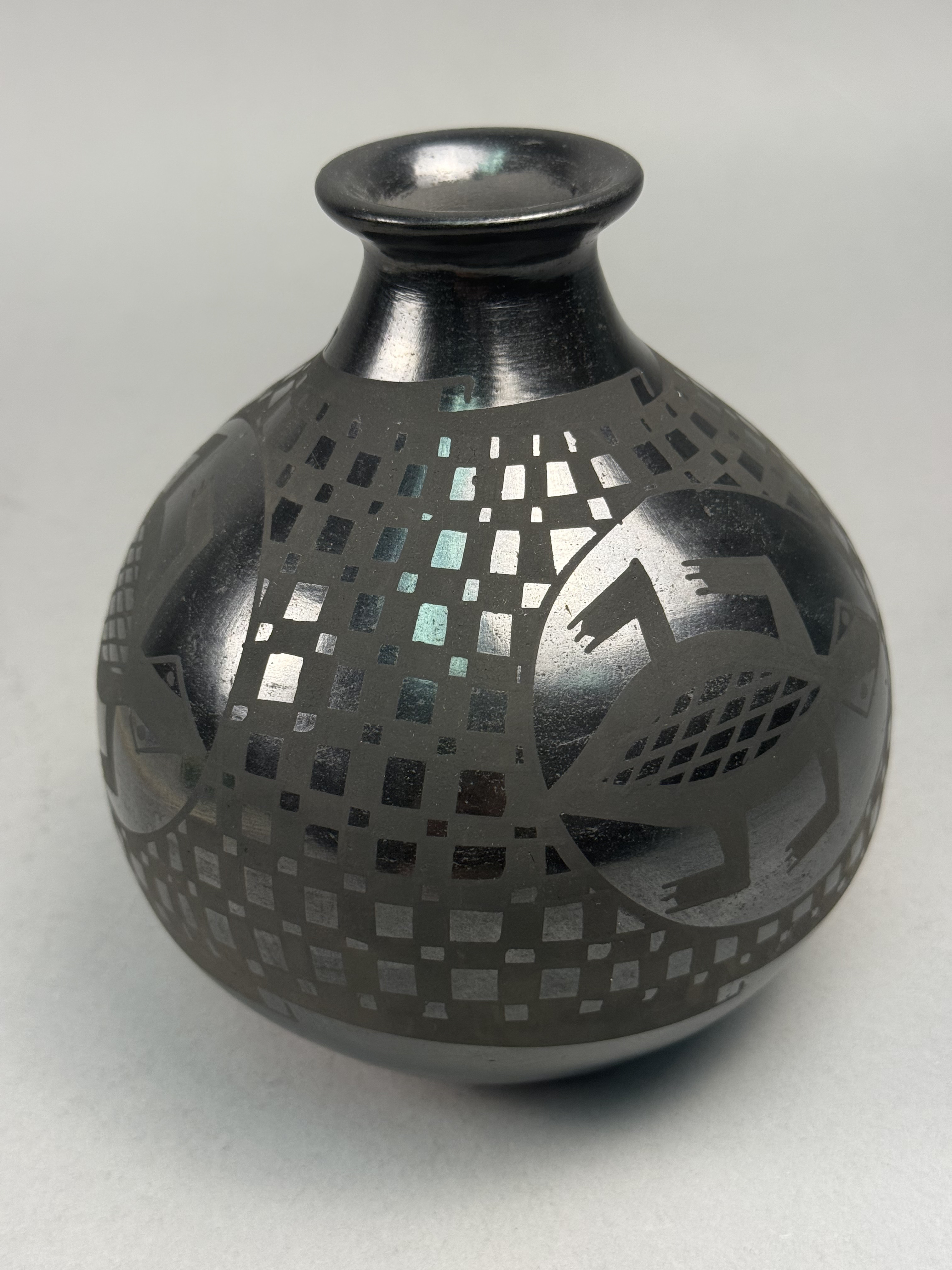 Black-on-Black Mata Ortiz Pottery Vase