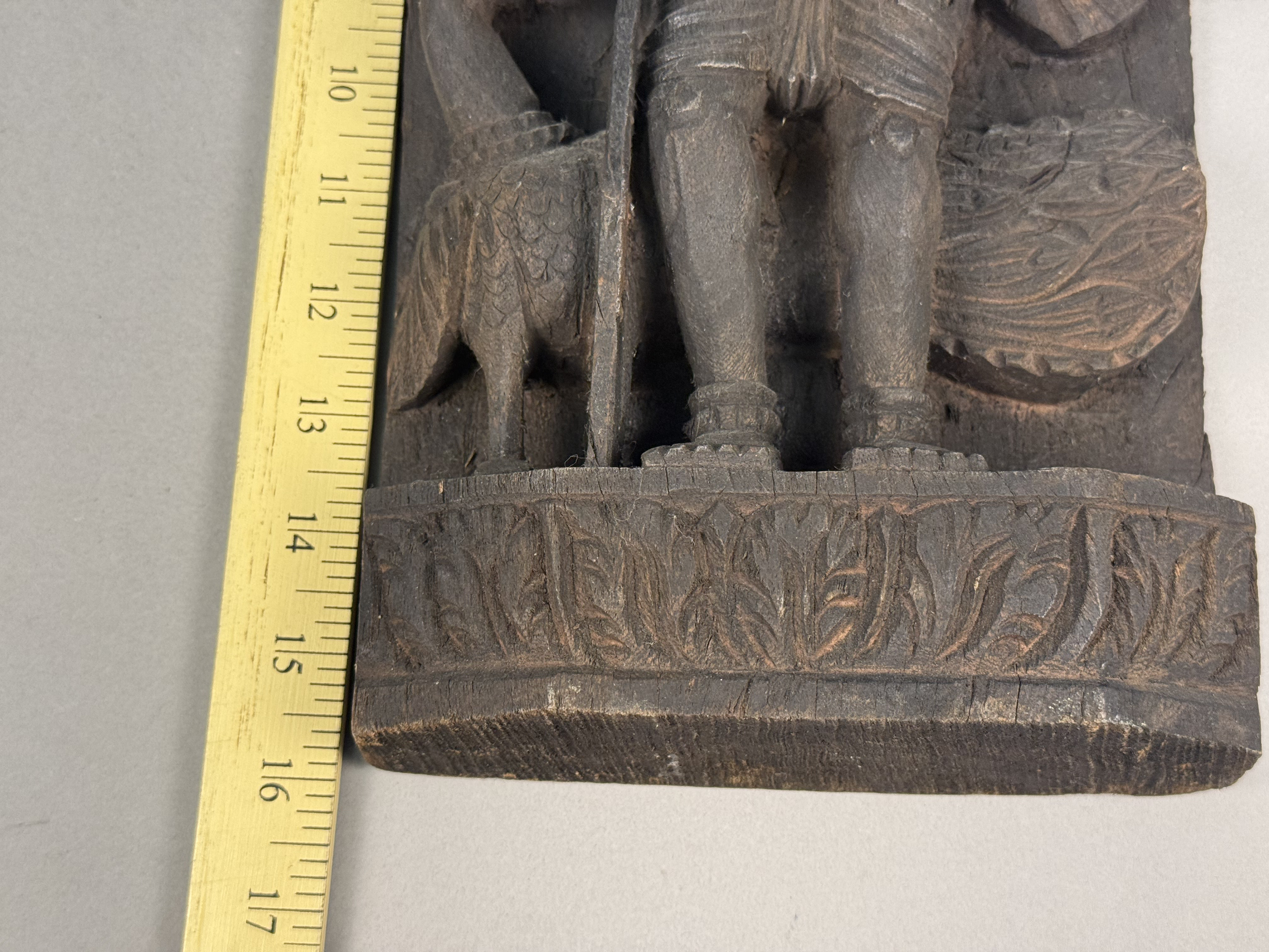 South Indian Carved Wood Relief Panel